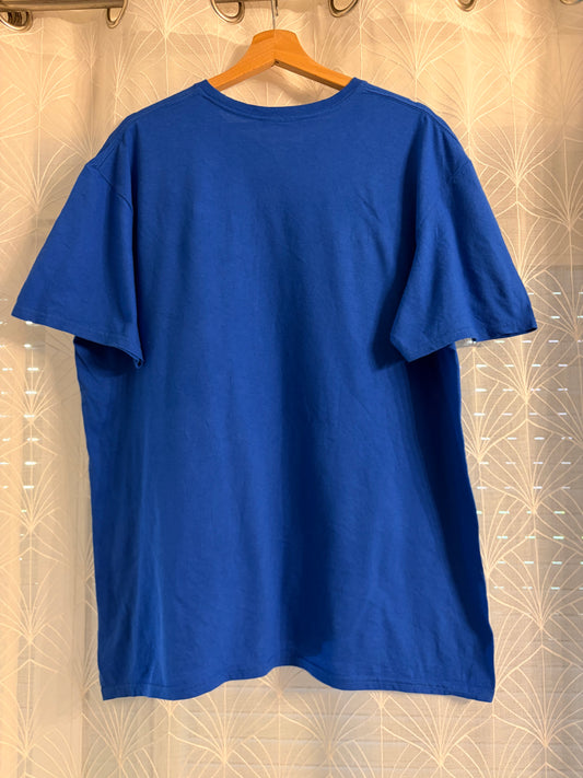 T-shirt Disney Mickey Mouse Bleu Roi Écriture Multicolore – Taille XL | Seconde Main