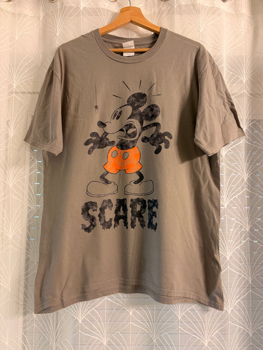 T-shirt Disney Mickey Mouse Halloween Scare Marron Taupe 100% Coton – Taille L | Seconde Main