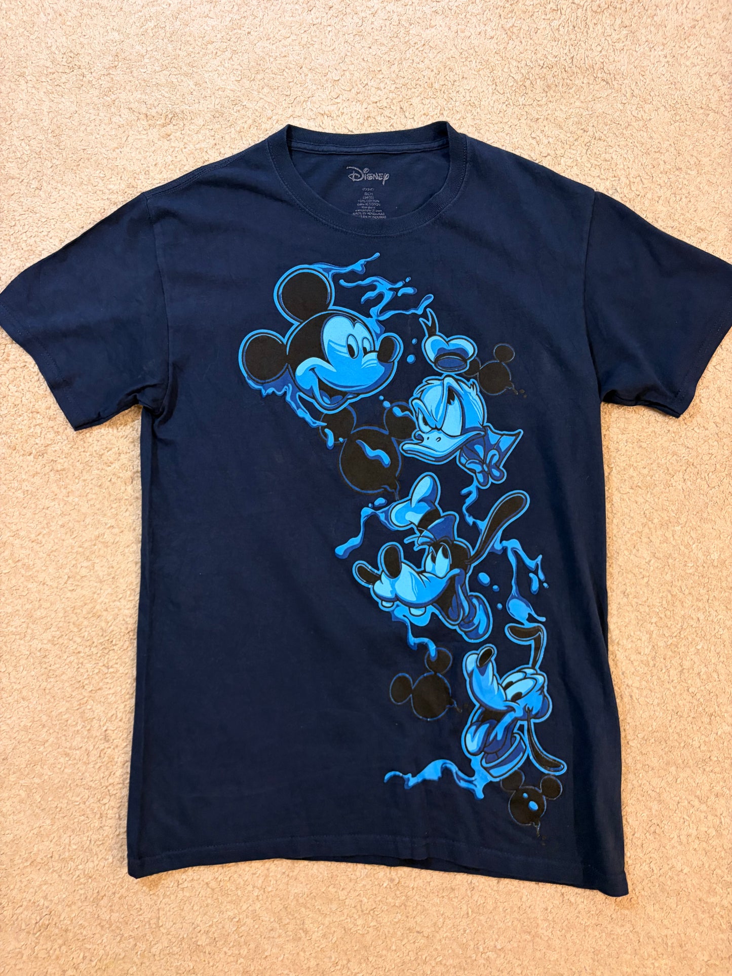 T-shirt Disney Mickey & Friends Bleu Marine Motifs Néon – Taille S | Seconde Main