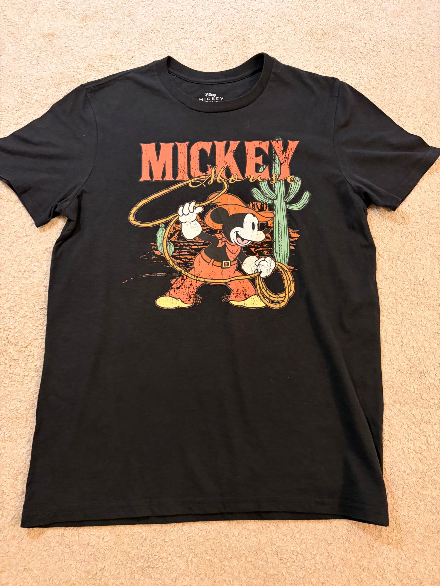 T-shirt Disney Mickey Mouse Cowboy Western Noir – Taille L | Seconde Main