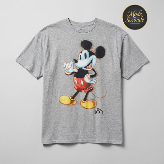 T-shirt Disney 100 ans Mickey Mouse sketch collector gris chiné – Mixte – Taille 2XL | Mode Seconde