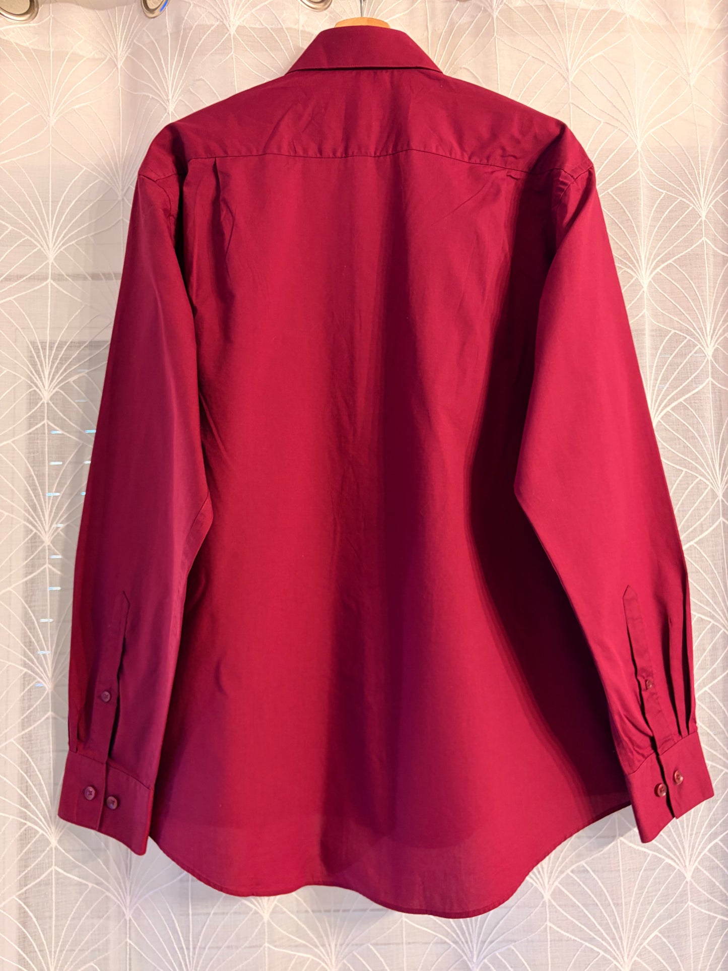 Chemise Pierre Cardin Slim Fit Rouge Bordeaux Manches Longues – Homme – Taille L