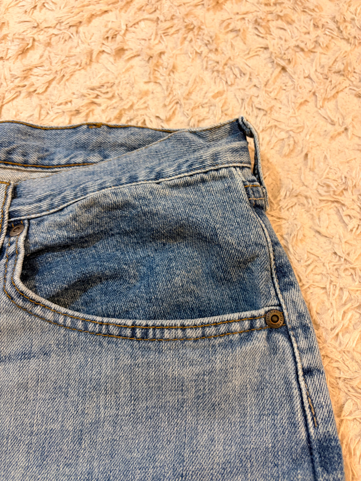Jean Wrangler Premium Quality Relaxed Fit Bleu Clair Délavé 100% Coton W40/L30 (FR 48-50) – Homme Grande Taille – Très Bon état