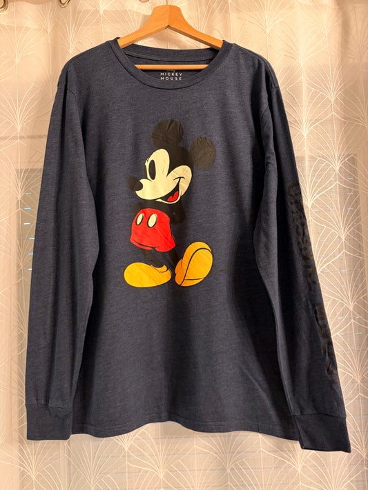 T-shirt Manches Longues Disney Mickey Mouse Bleu Chiné – Taille XL | Seconde Main