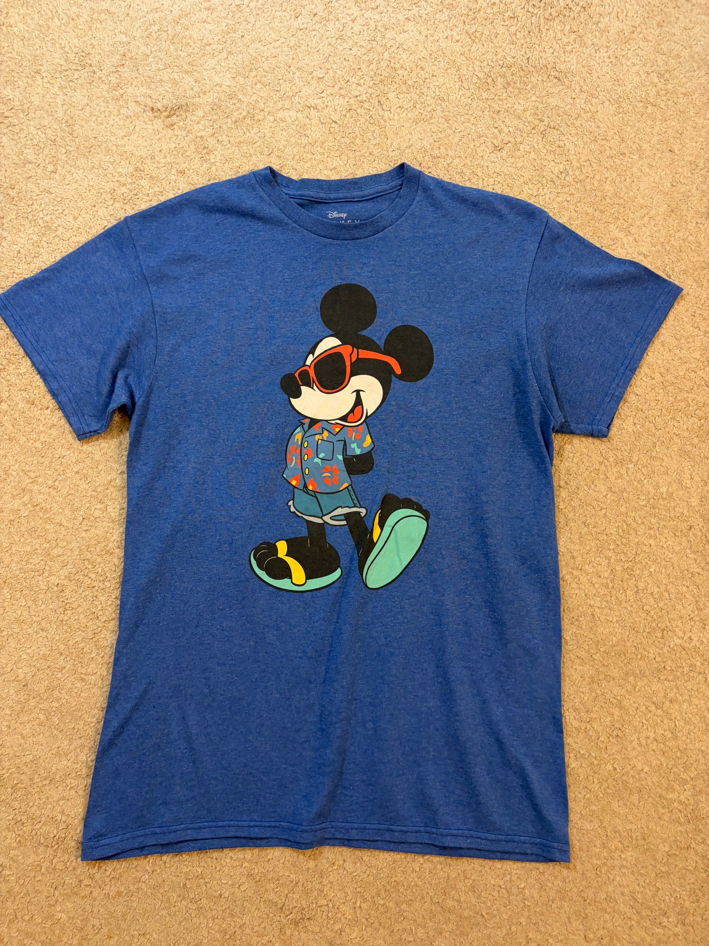 T-shirt Disney Mickey Mouse Vacances Été Bleu Chiné – Taille M | Seconde Main
