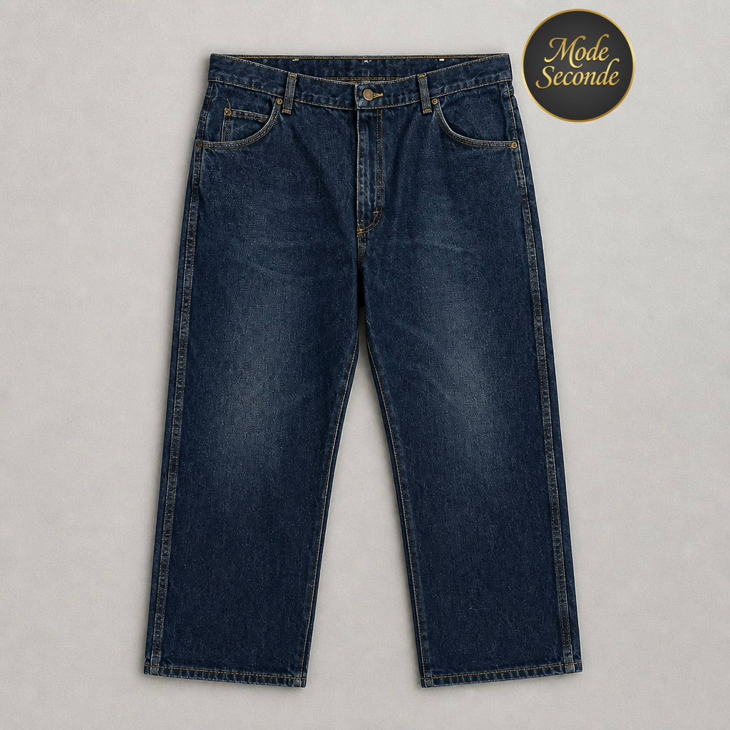 Jean Wrangler Rugged Wear bleu foncé indigo 100% coton lourd bouton logoté rivets cuivre W40/L29 – Homme – Taille 50 | Mode Seconde
