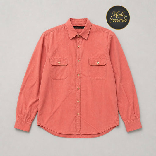 Chemise Perry Ellis rose saumon/corail 100% coton double poche safari style utility – Homme – Taille XL | Mode Seconde