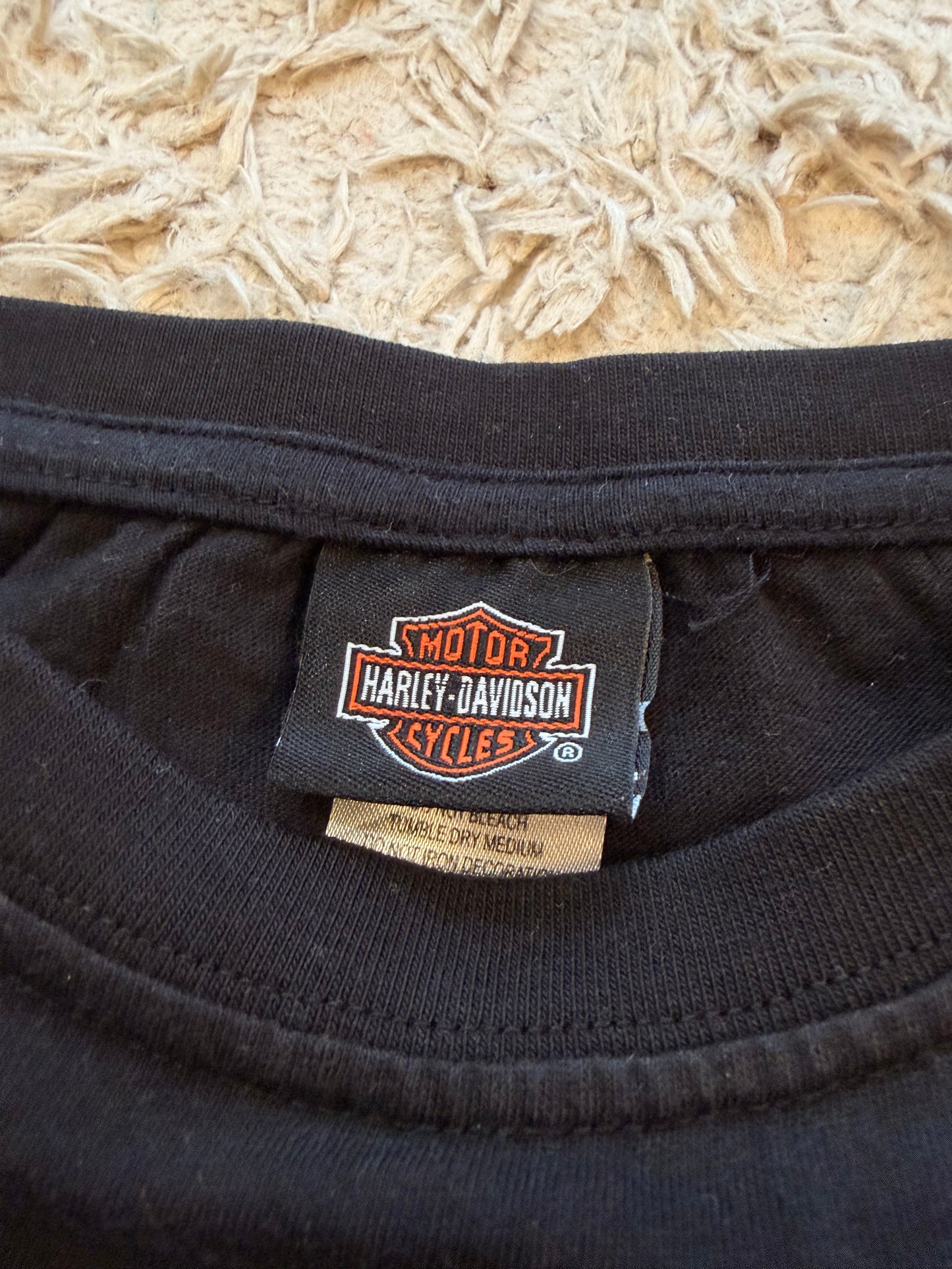 T-shirt Manches Longues Harley-Davidson 2022 Mt. Rainier Seattle Washington Noir Vert Fluo Crâne Trèfles Passes-Pouces 95% Coton Stretch – Femme – Taille M