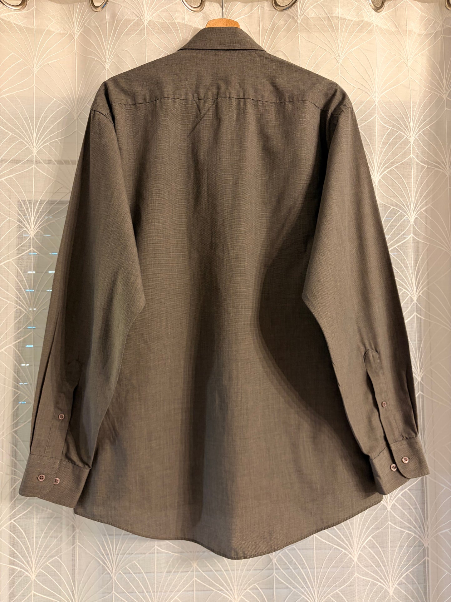 Chemise Pierre Cardin Marron Taupe Chiné Manches Longues – Homme – Taille 16/16½ (XL)