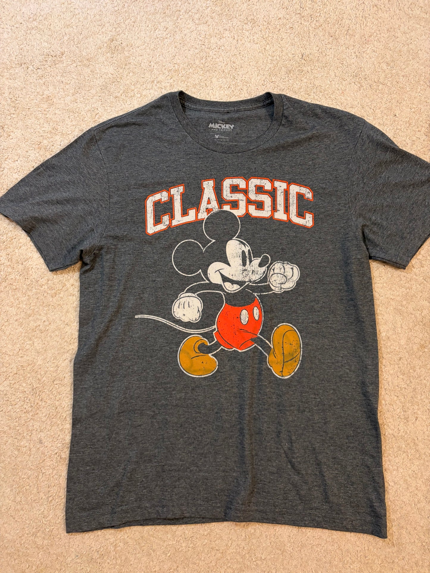 T-shirt Disney Mickey Mouse « Classic » Gris Anthracite Vintage – Taille M