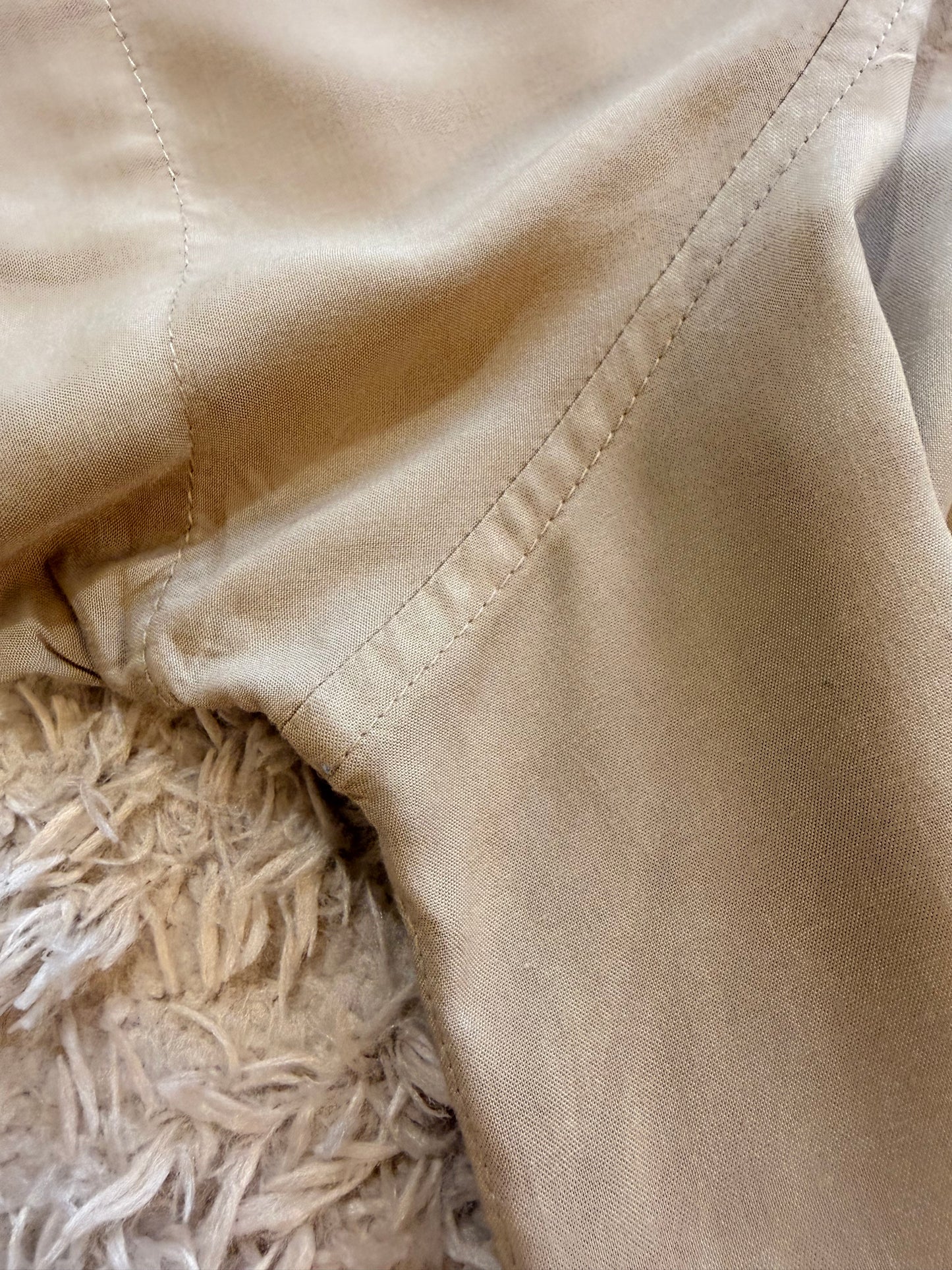 Chemise Perry Ellis Beige Sable 100% Viscose Manches Courtes Fluide Soyeuse – Homme – Taille L