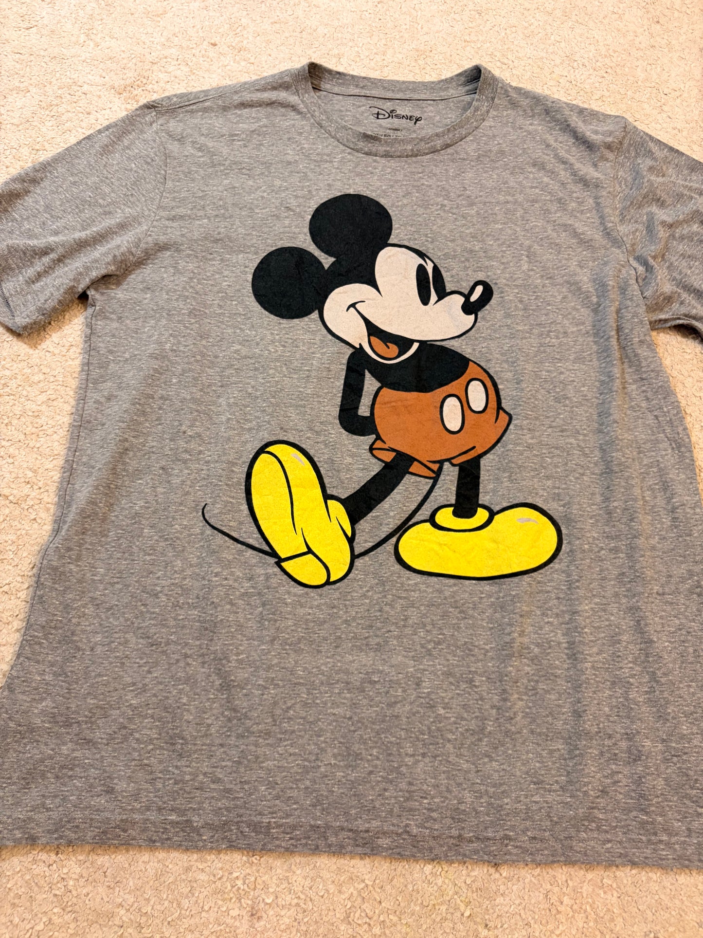 T-shirt Disney Mickey Mouse Classique Gris Chiné Imprimé Rétro – Mixte – Taille XL