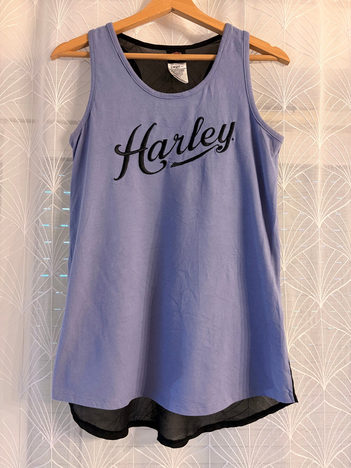 Débardeur Harley-Davidson El Paso Texas Bi-matière Lavande Brodé Voile Noir Transparent – Femme – Taille M