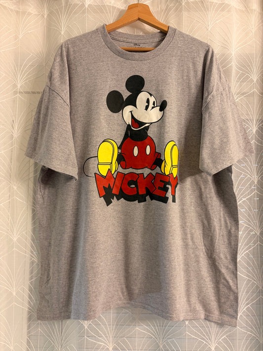 T-shirt Disney Mickey Mouse Vintage Rétro Gris Clair Chiné Coton/Polyester – Taille 2XL | Seconde Main