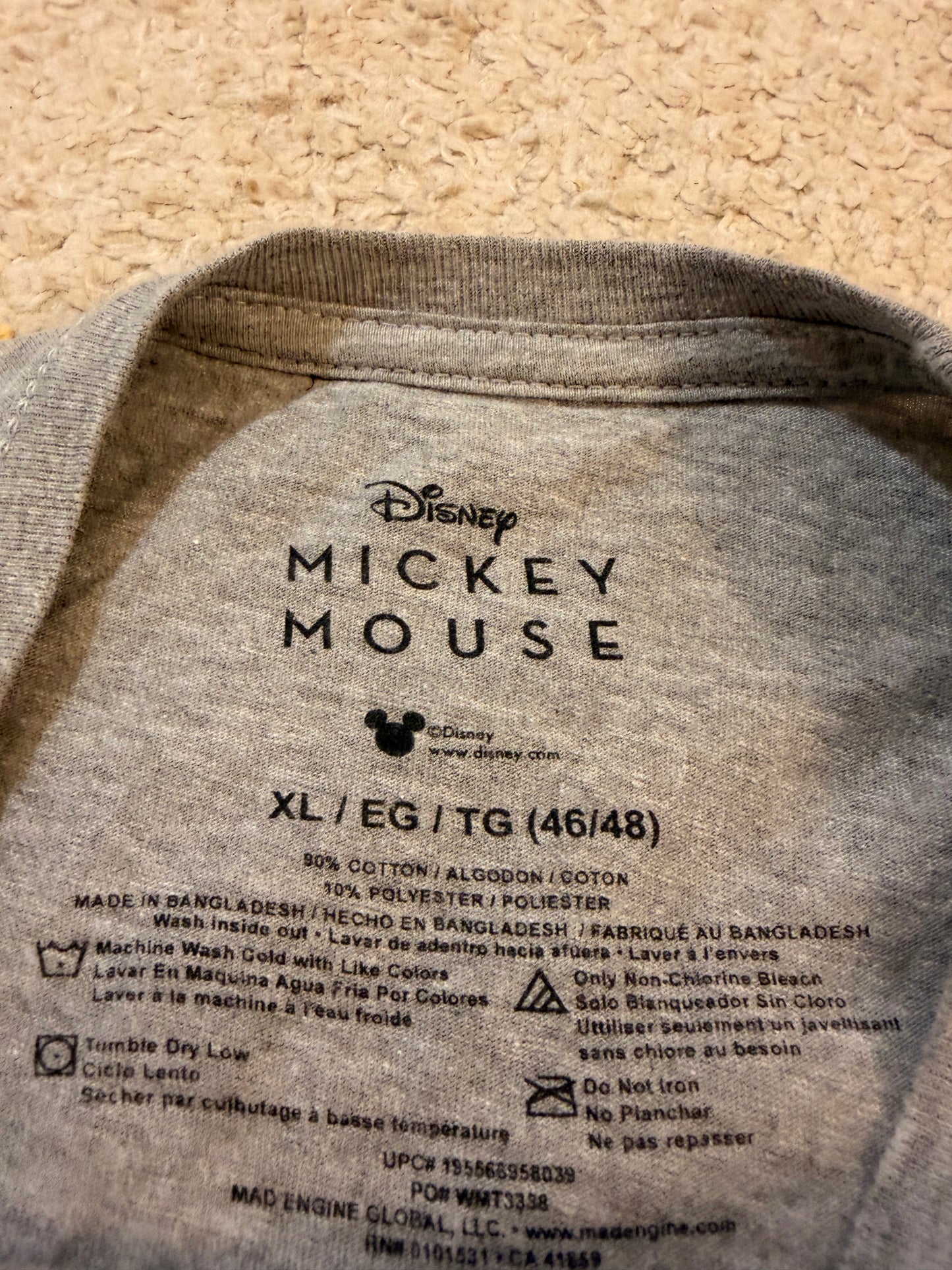 T-shirt Disney 100 Ans Collector Mickey Mouse Sketch Gris Chiné – Mixte – Taille 2XL