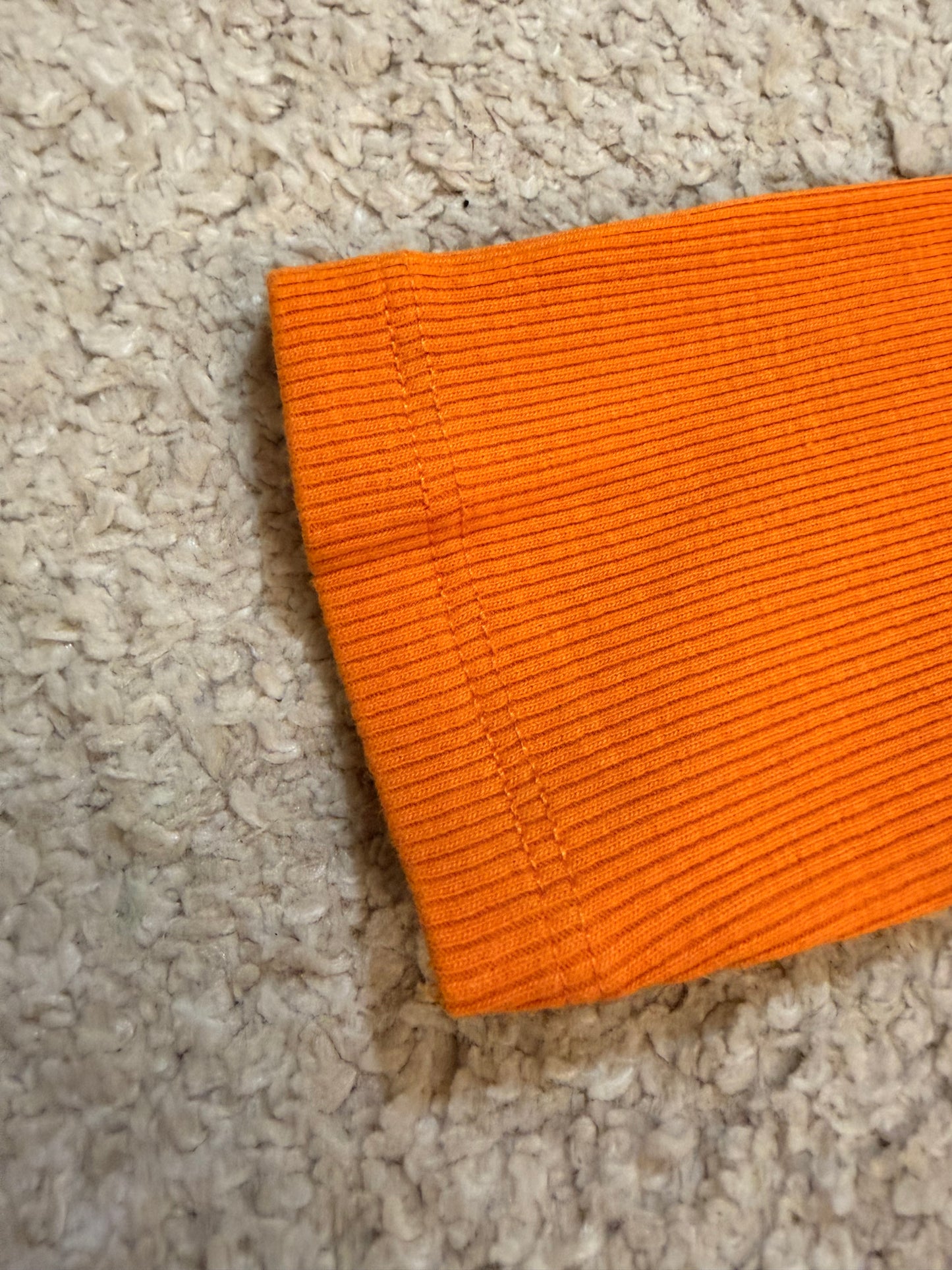 Top Crop Côtelé Zara Orange Flashy Manches Longues – Taille S