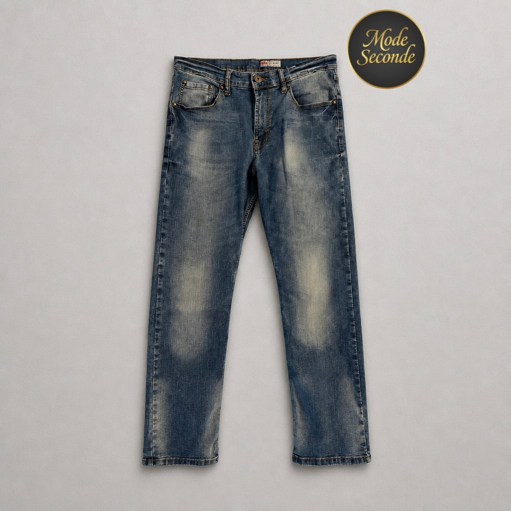 Jean Wrangler Slim Straight Stretch bleu délavé 75% coton 22% polyester 3% spandex coupe ajustée W32/L30 – Homme – Taille 42 | Mode Seconde