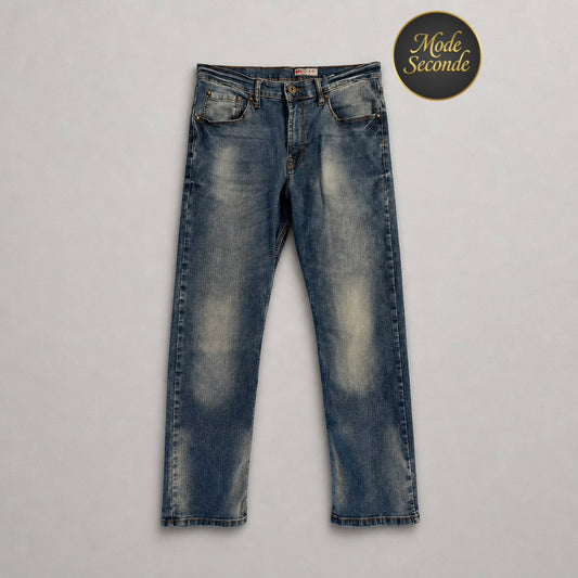 Jean Wrangler Slim Straight Stretch bleu délavé 75% coton 22% polyester 3% spandex coupe ajustée W32/L30 – Homme – Taille 42 | Mode Seconde