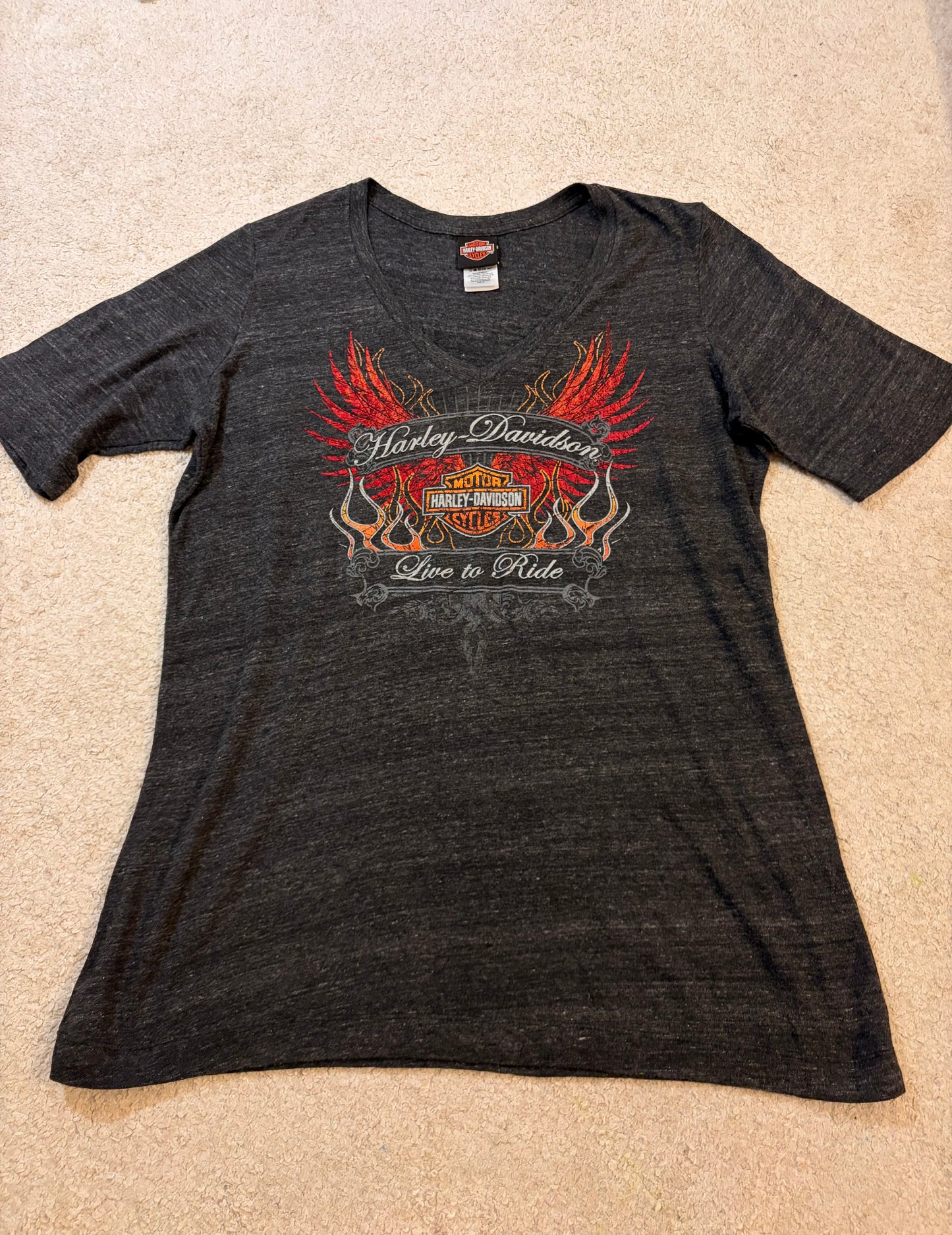 T-shirt Harley-Davidson Live to Ride Col V Gris Anthracite Tri-Blend – Femme – Taille 2XL/XXL