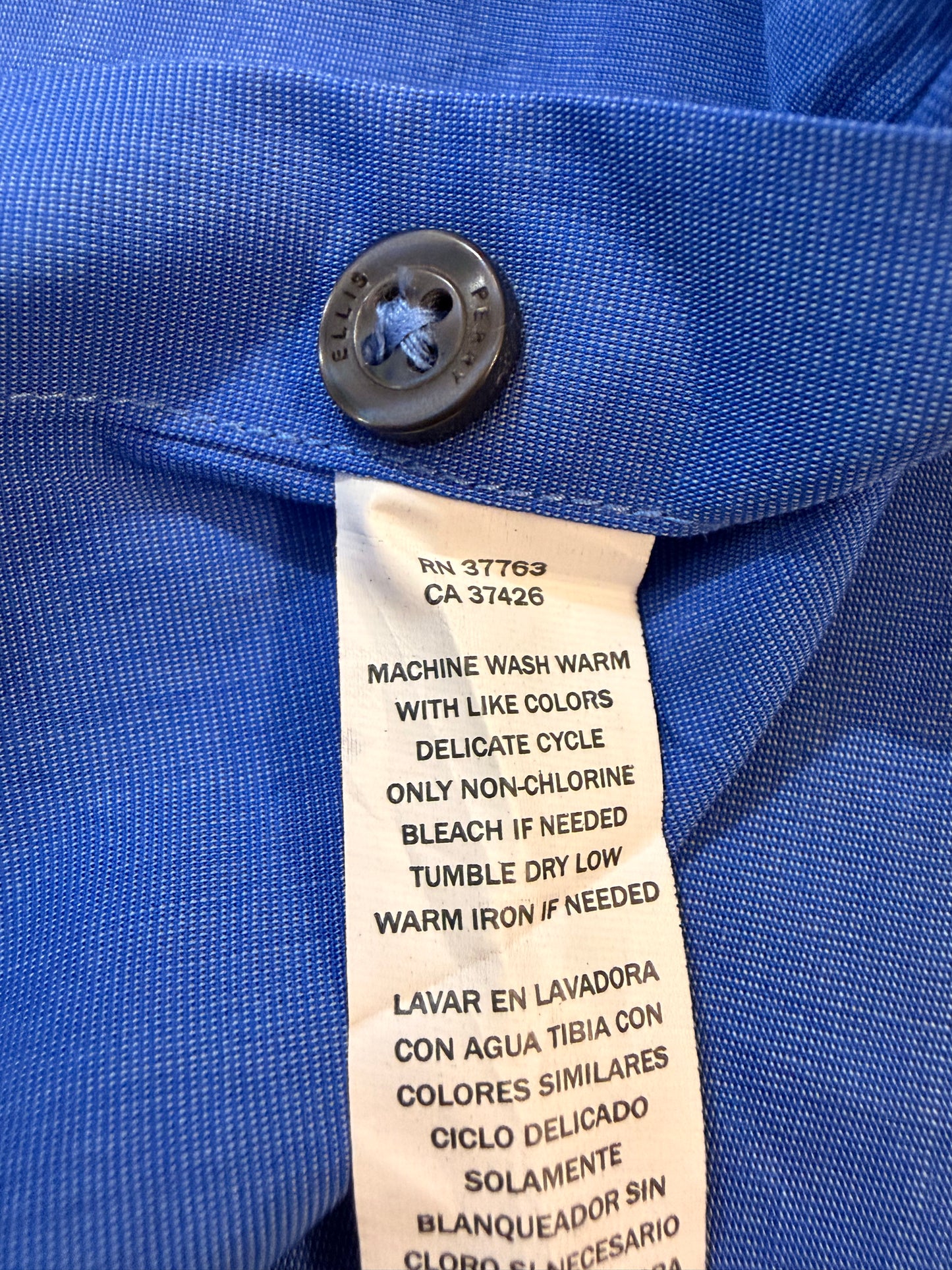 Chemise Perry Ellis Bleu Azur/Royal Manches Longues 100% Coton – Homme – Taille XL