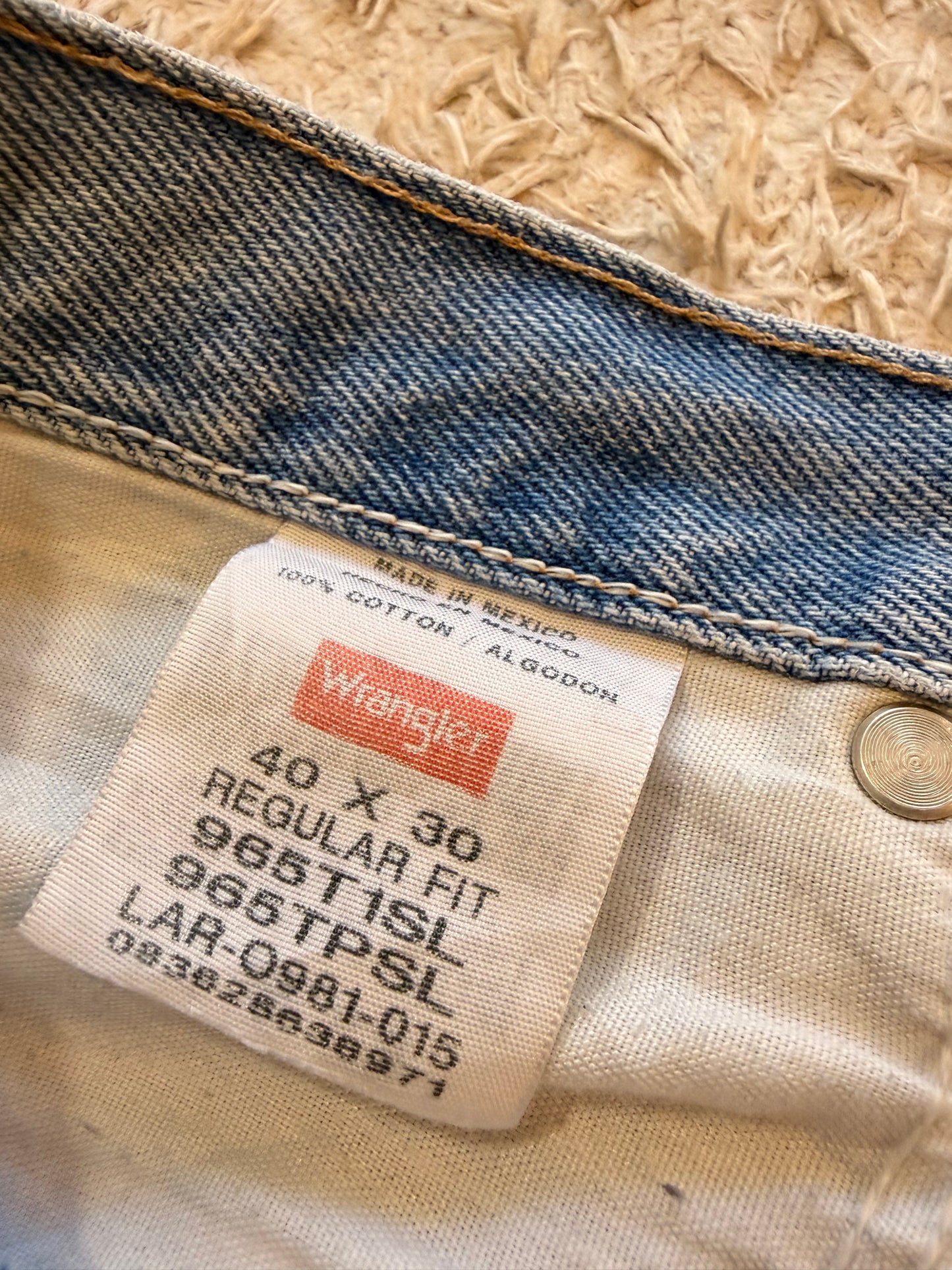 Jean Wrangler Premium Quality Vintage Droit Bleu Moyen Délavé 100% Coton – Homme – Taille W40/L30 (50)