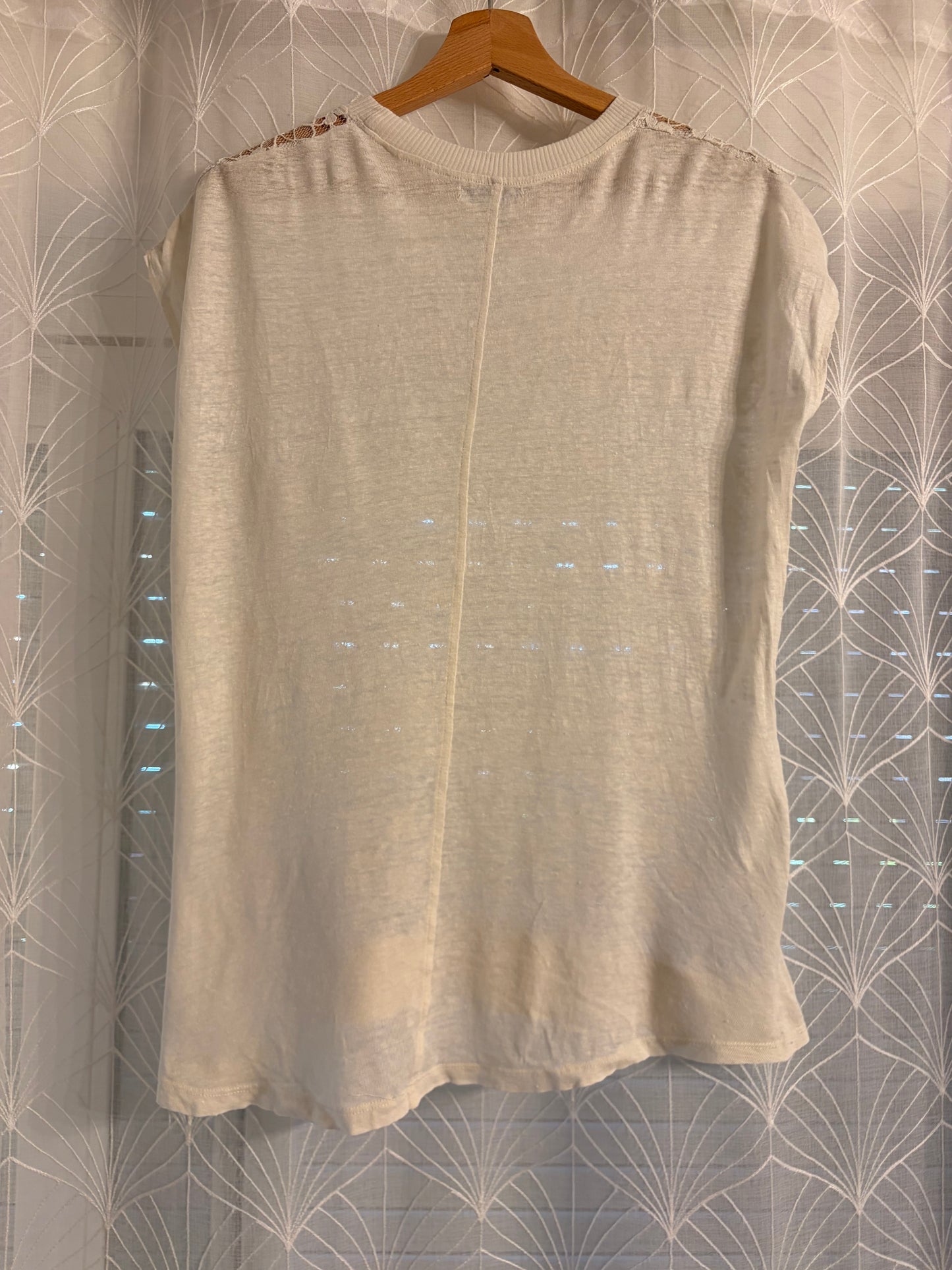 Top Sans Manches Zara Trafaluc Écru Dentelle Florale Motifs Festonnés – Taille M Femme | Seconde Main