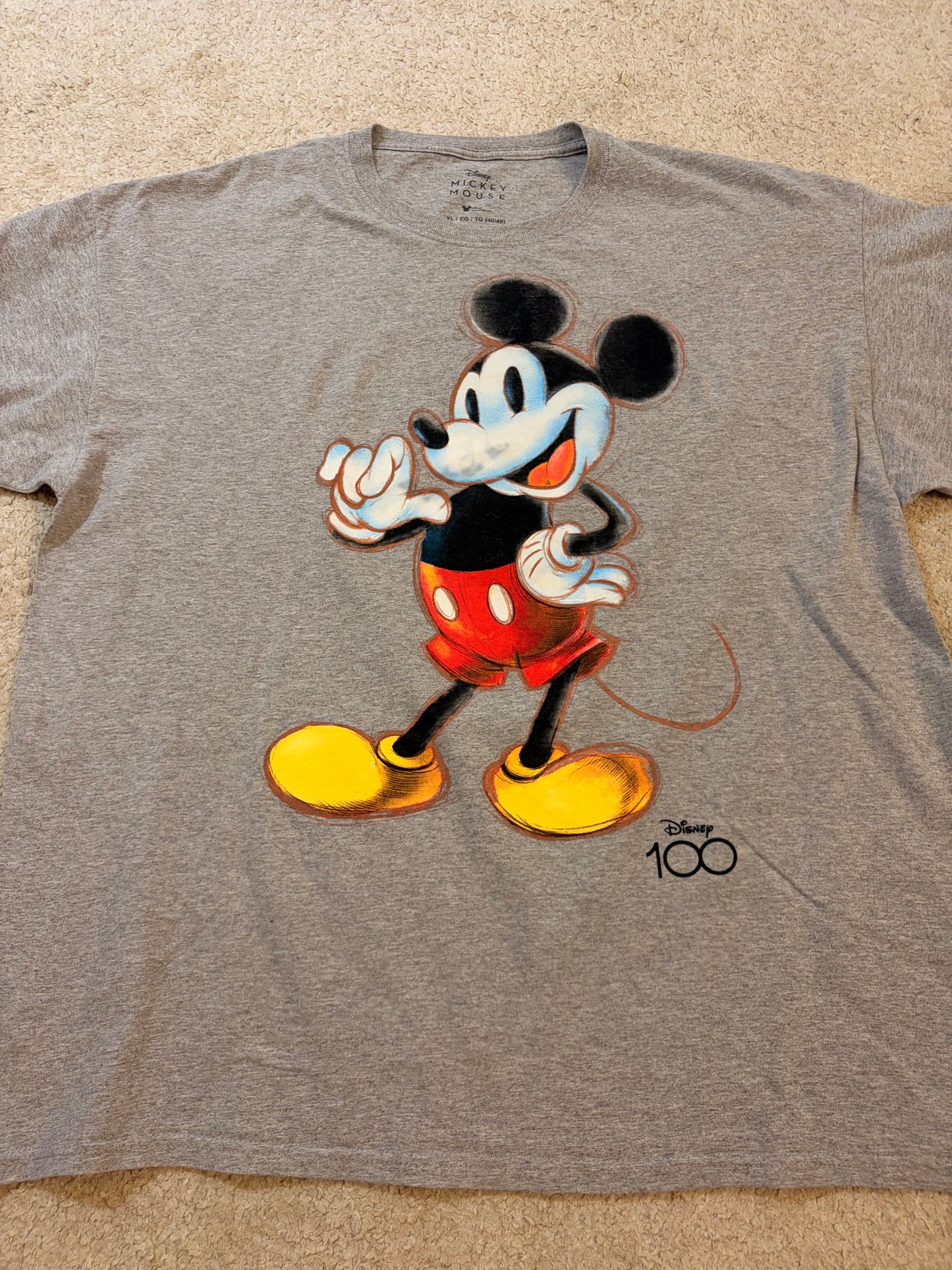 T-shirt Disney Mickey Mouse Édition Spéciale Disney 100 Gris – Taille XL