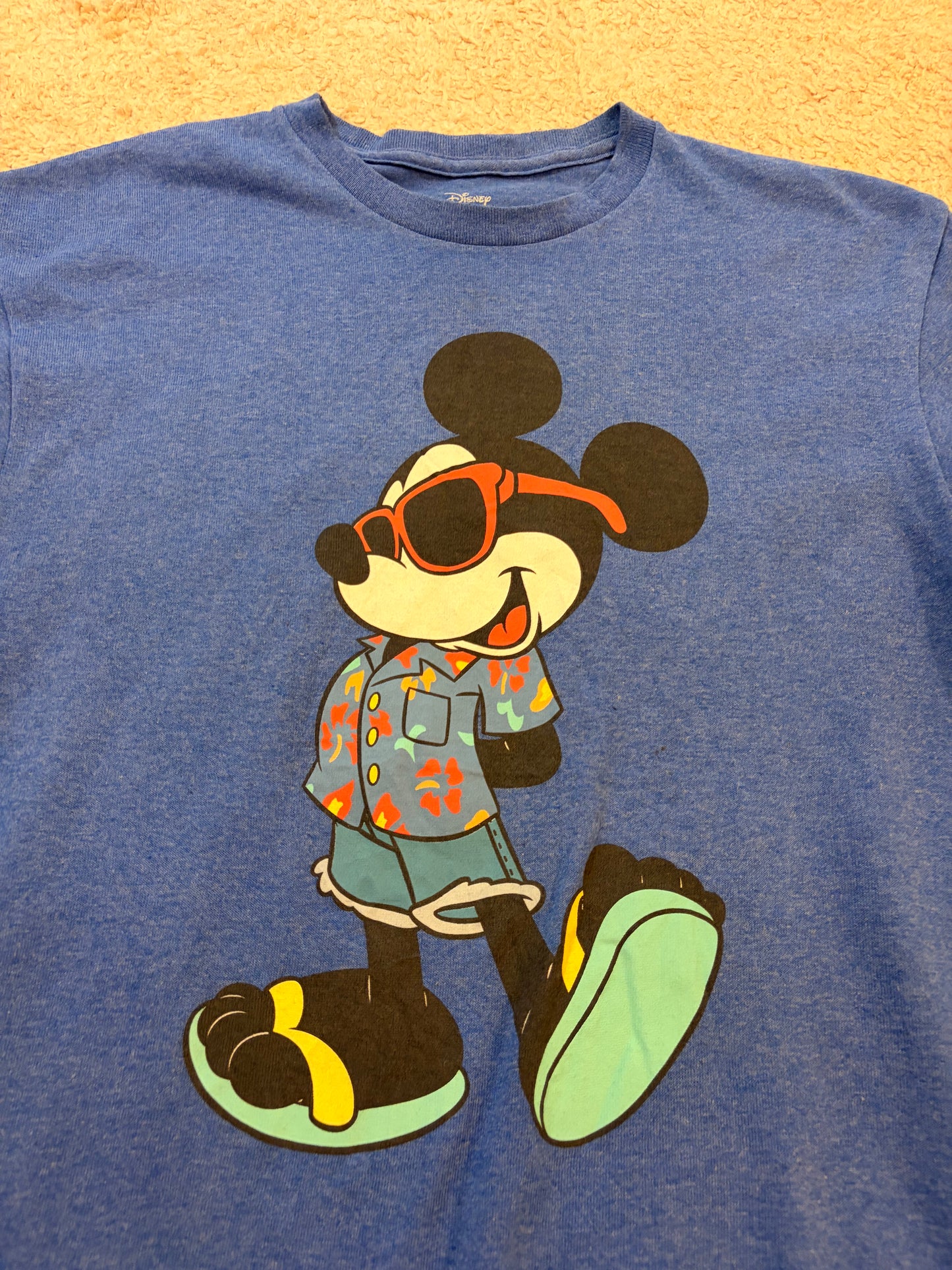 T-shirt Disney Mickey Mouse Vacances Été Bleu Chiné – Taille M | Seconde Main