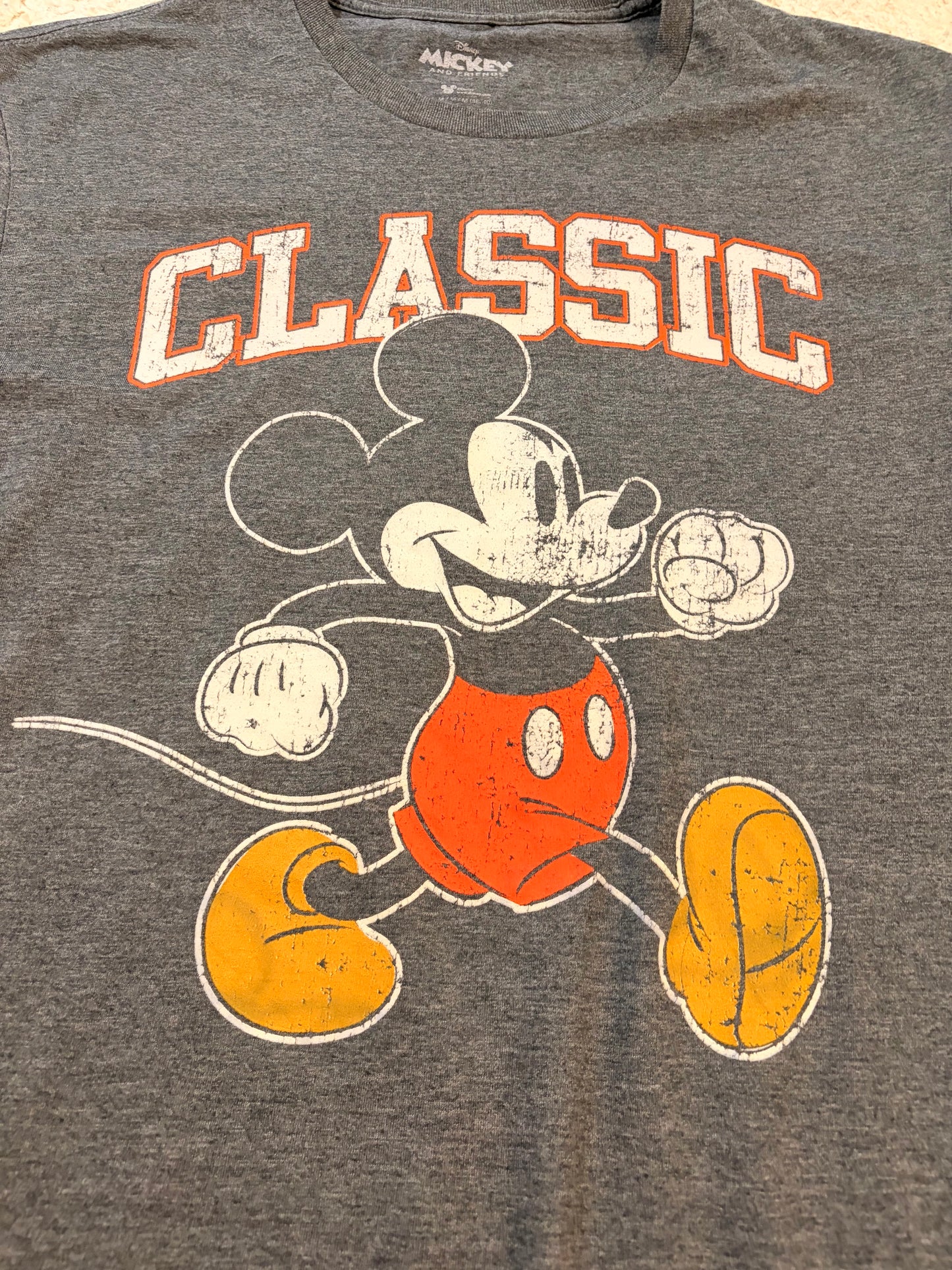 T-shirt Disney Mickey Mouse « Classic » Gris Anthracite Vintage – Taille M