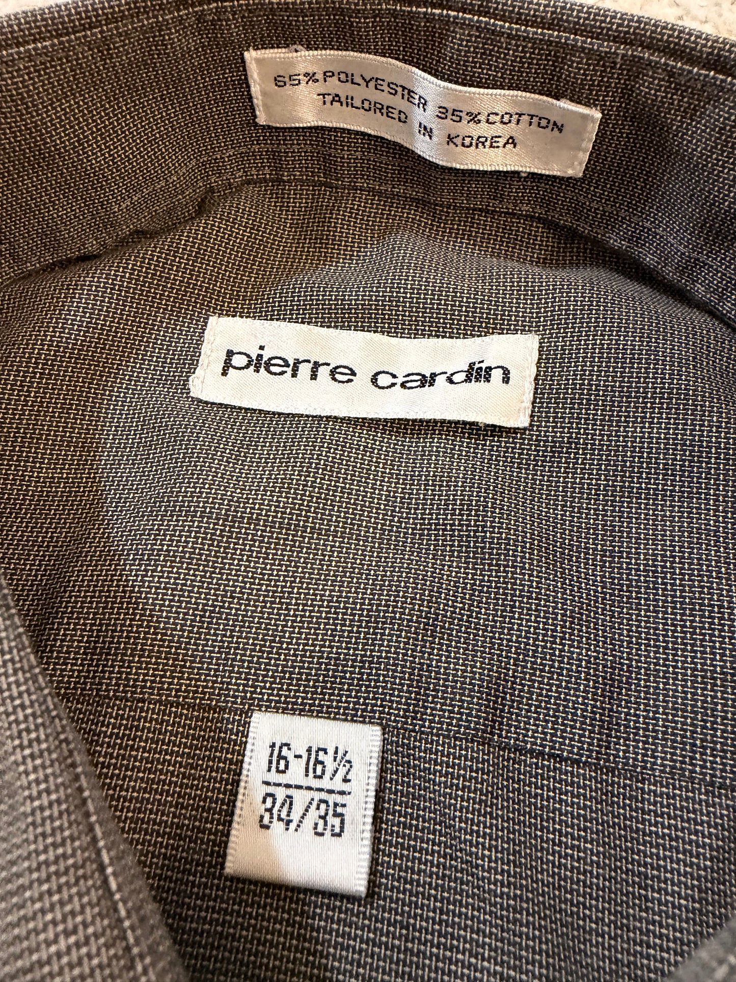 Chemise Pierre Cardin Marron Taupe Chiné Manches Longues – Homme – Taille 16/16½ (XL)