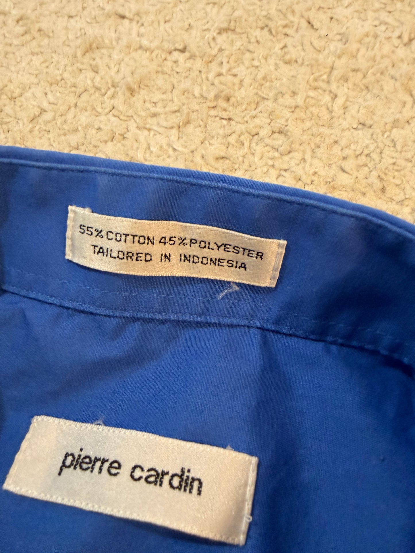 Chemise Pierre Cardin Bleu Roi Manches Longues Col Classique – Homme – Taille L