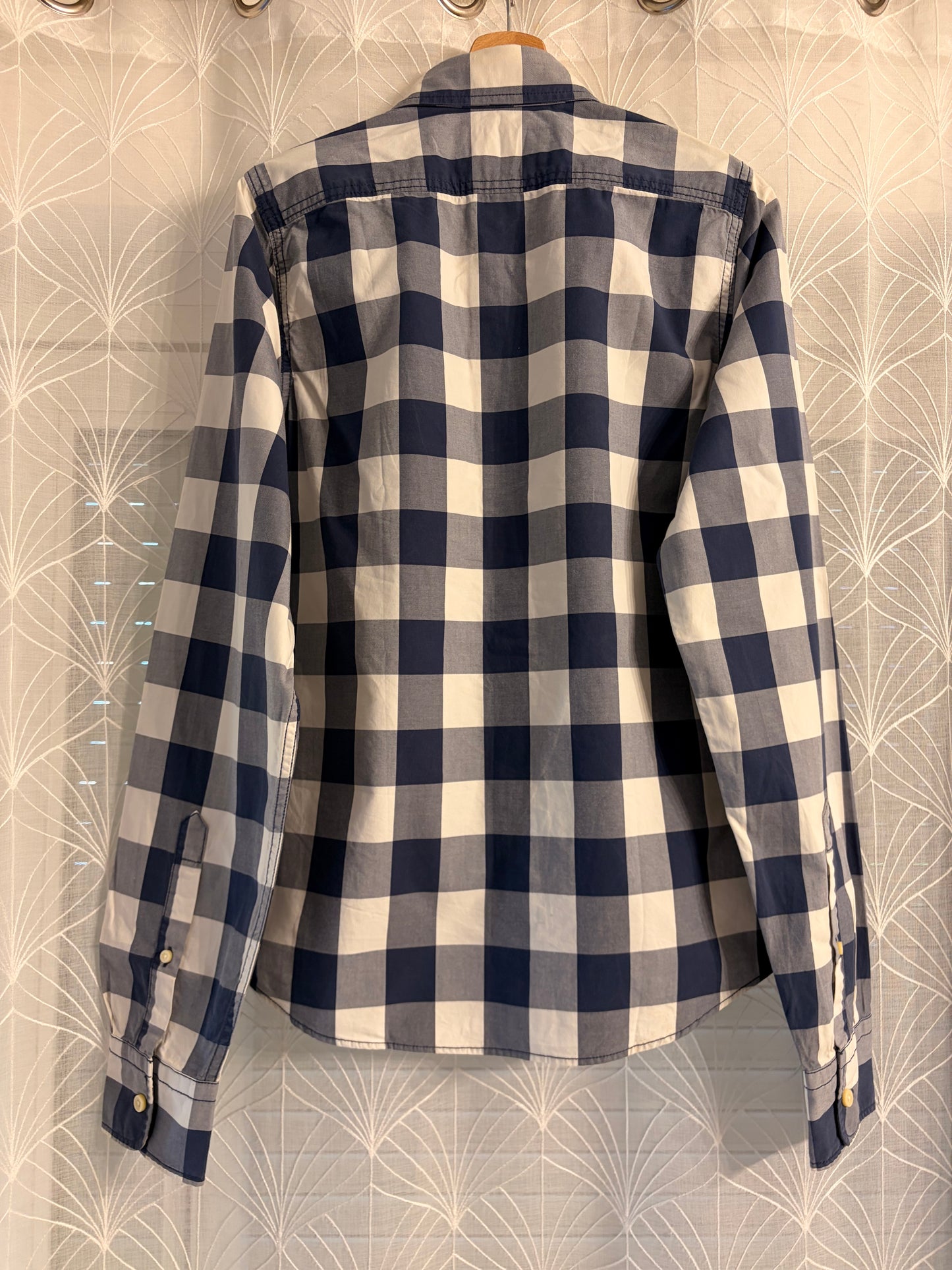 Chemise Abercrombie & Fitch Carreaux Bleu Marine/Blanc Muscle Fit Button-Down – Homme – Taille M