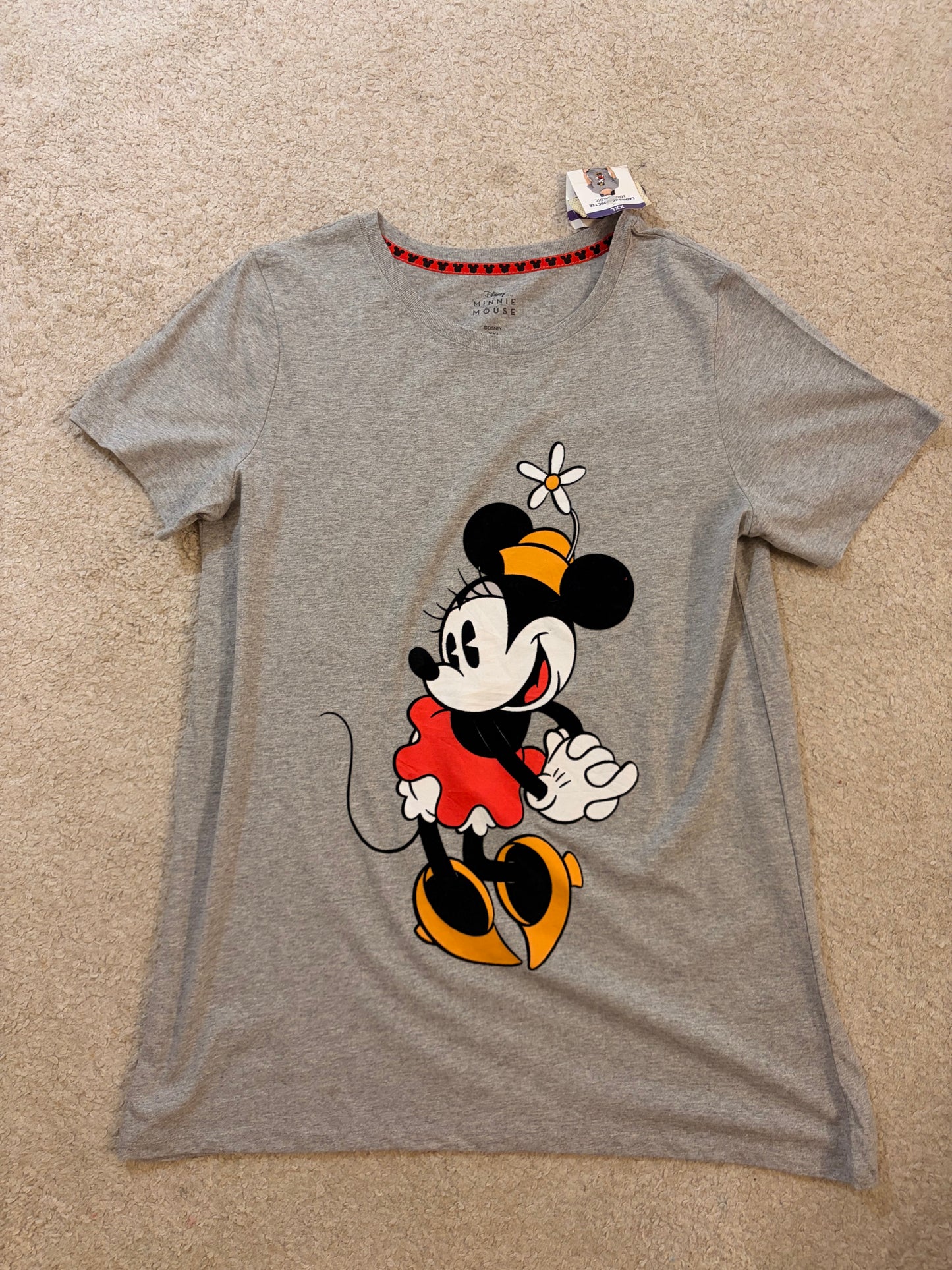 T-shirt Disney Minnie Mouse Gris Chiné Femme – Taille XXL | Neuf avec étiquette