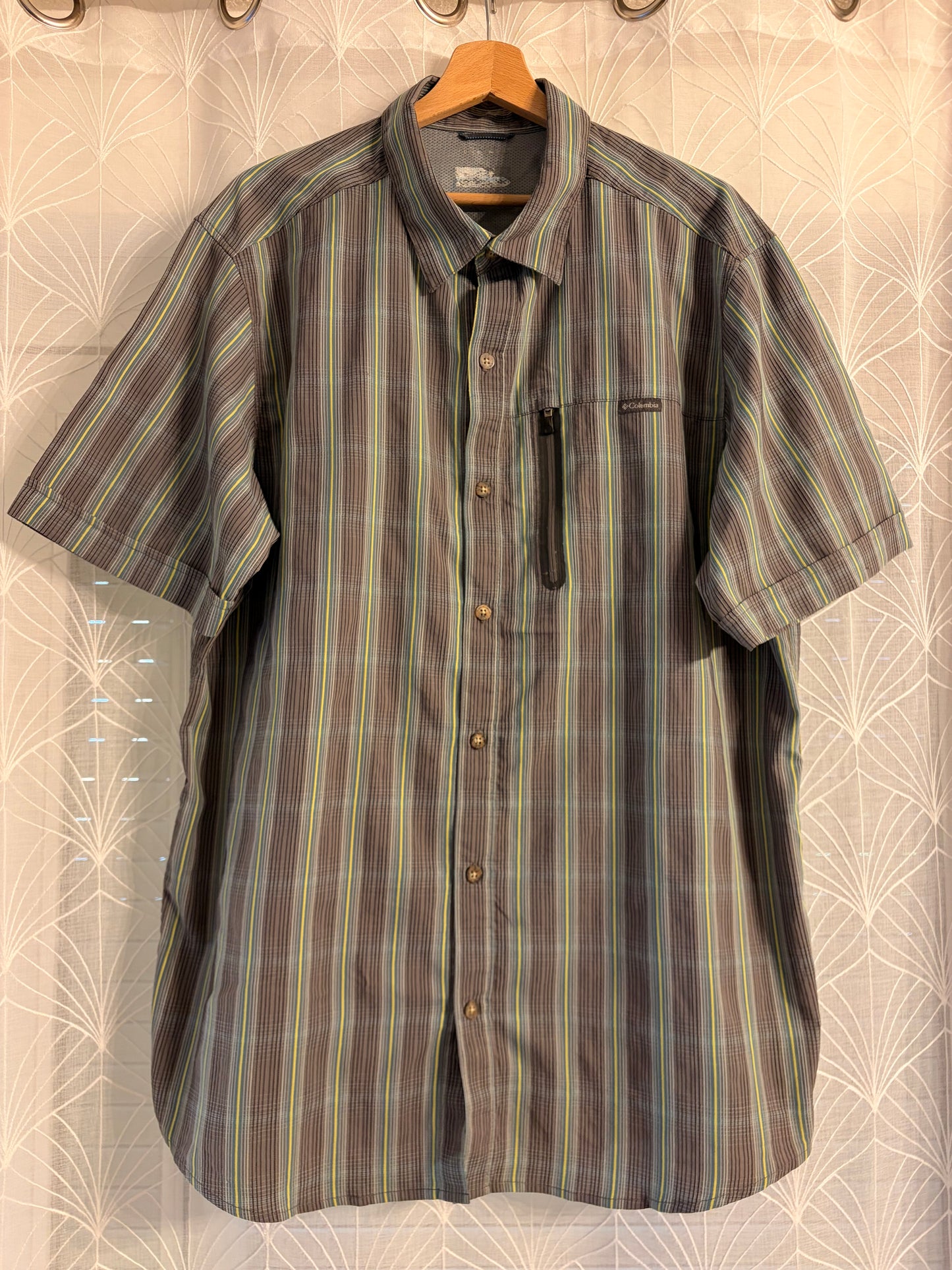 Chemise Technique Columbia Randonnée Grise Rayures Poche Zippée – Homme – Taille XL