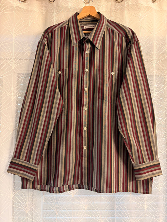Chemise Pierre Cardin Vintage à Rayures Multicolores Manches Longues – Taille XL