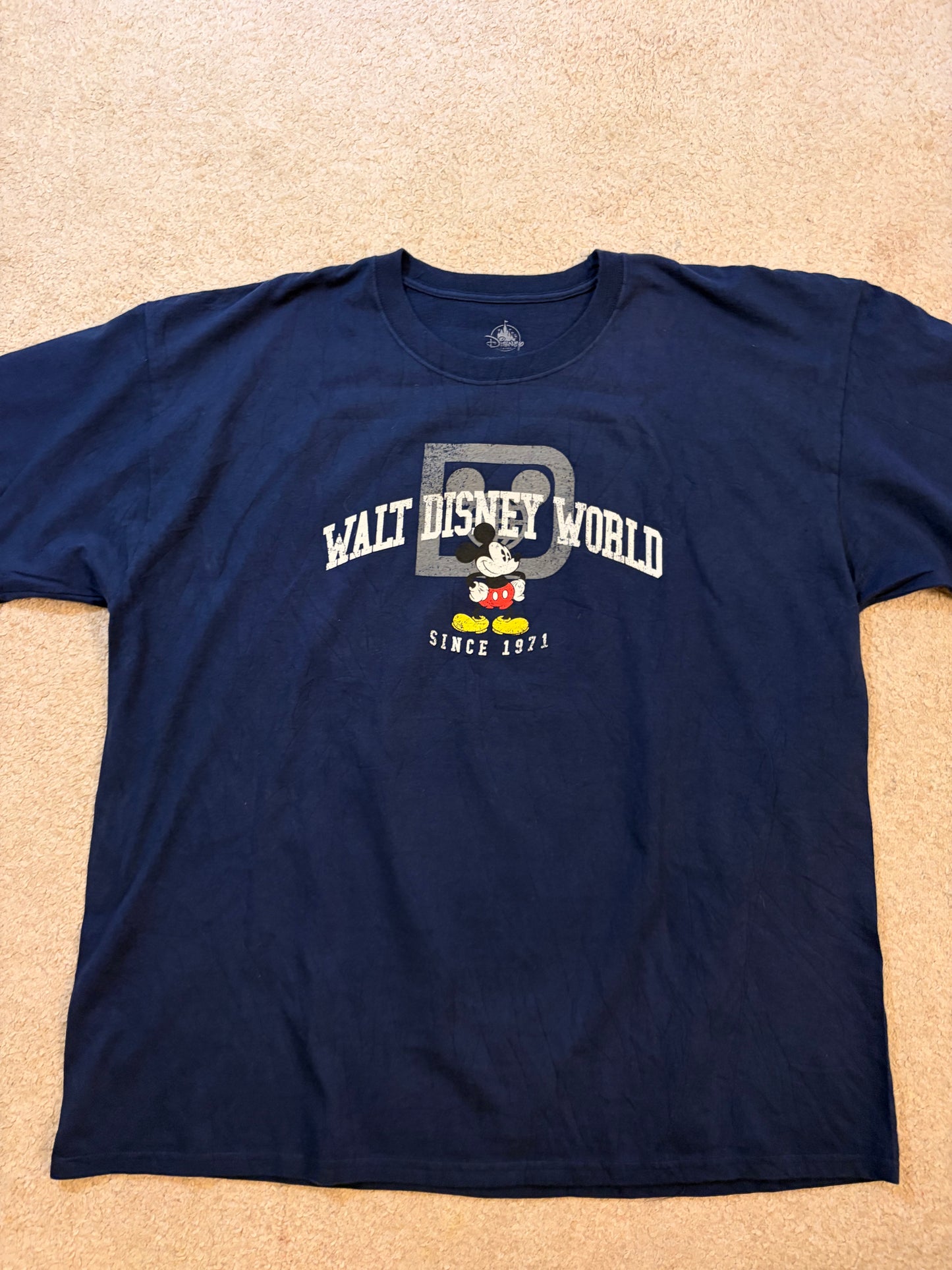 T-shirt Walt Disney World Bleu Marine Mickey Vintage – Taille XXL | Seconde Main