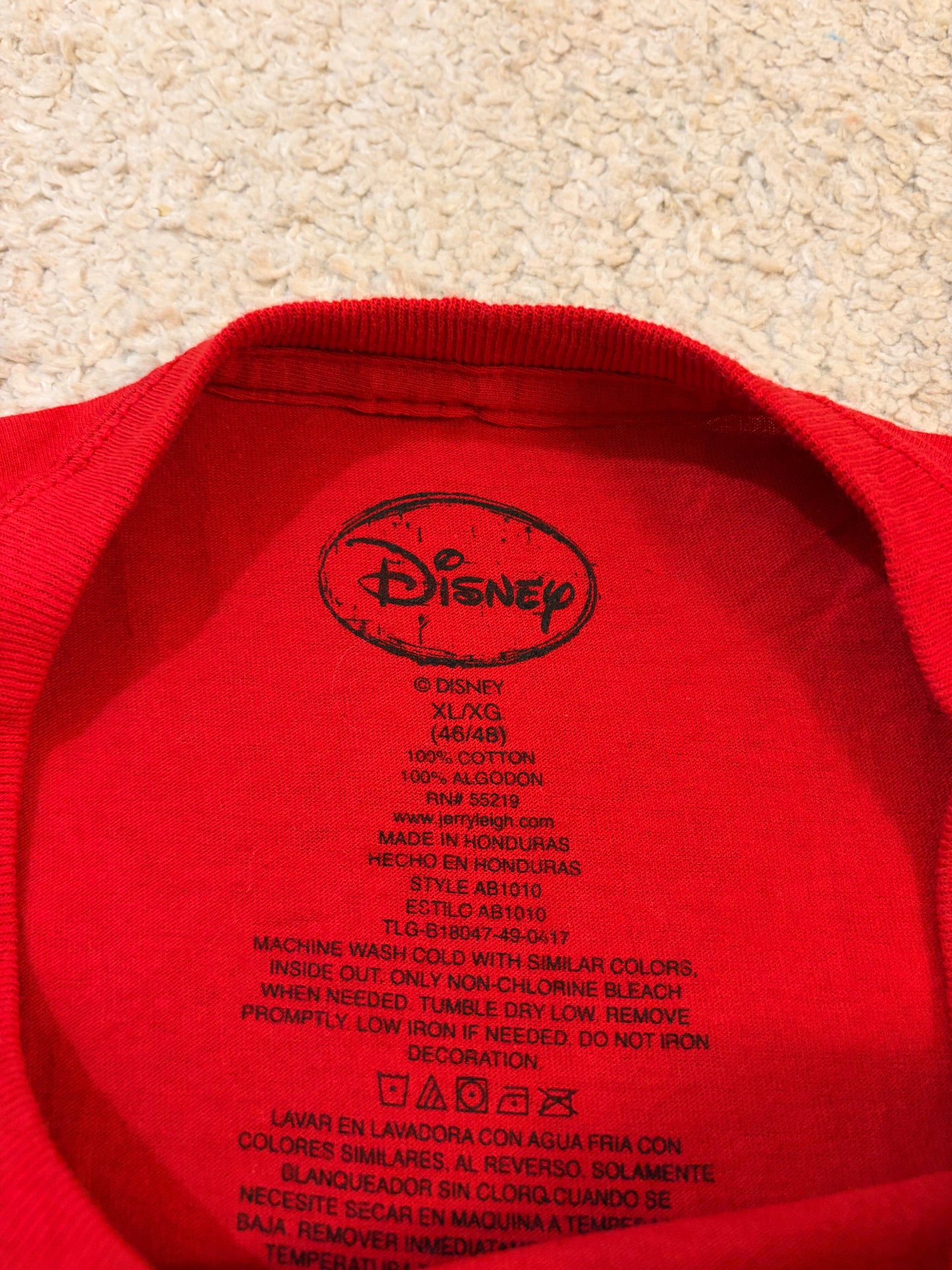 T-shirt Disney Mickey Mouse Grandpa Rouge – Neuf avec Étiquette – Homme – Taille XL