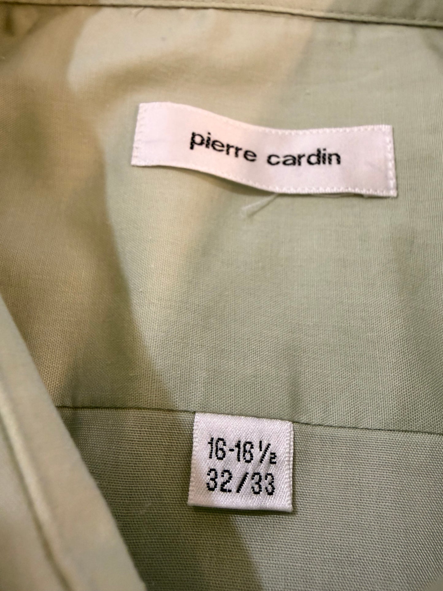 Chemise Pierre Cardin Vert Amande/Eau Pastel Manches Longues – Homme – Taille 16/16½ (XL)