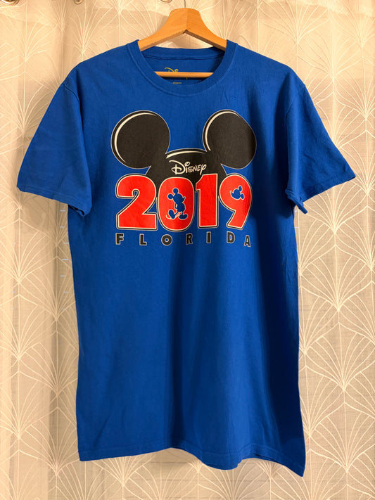 T-shirt Disney Parks Walt Disney World Florida 2019 Bleu Roi Mickey – Mixte – Taille L