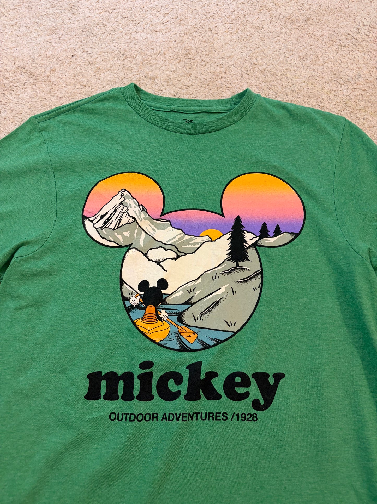 T-shirt Disney Mickey Outdoor Adventures Vert – Taille S | Seconde Main