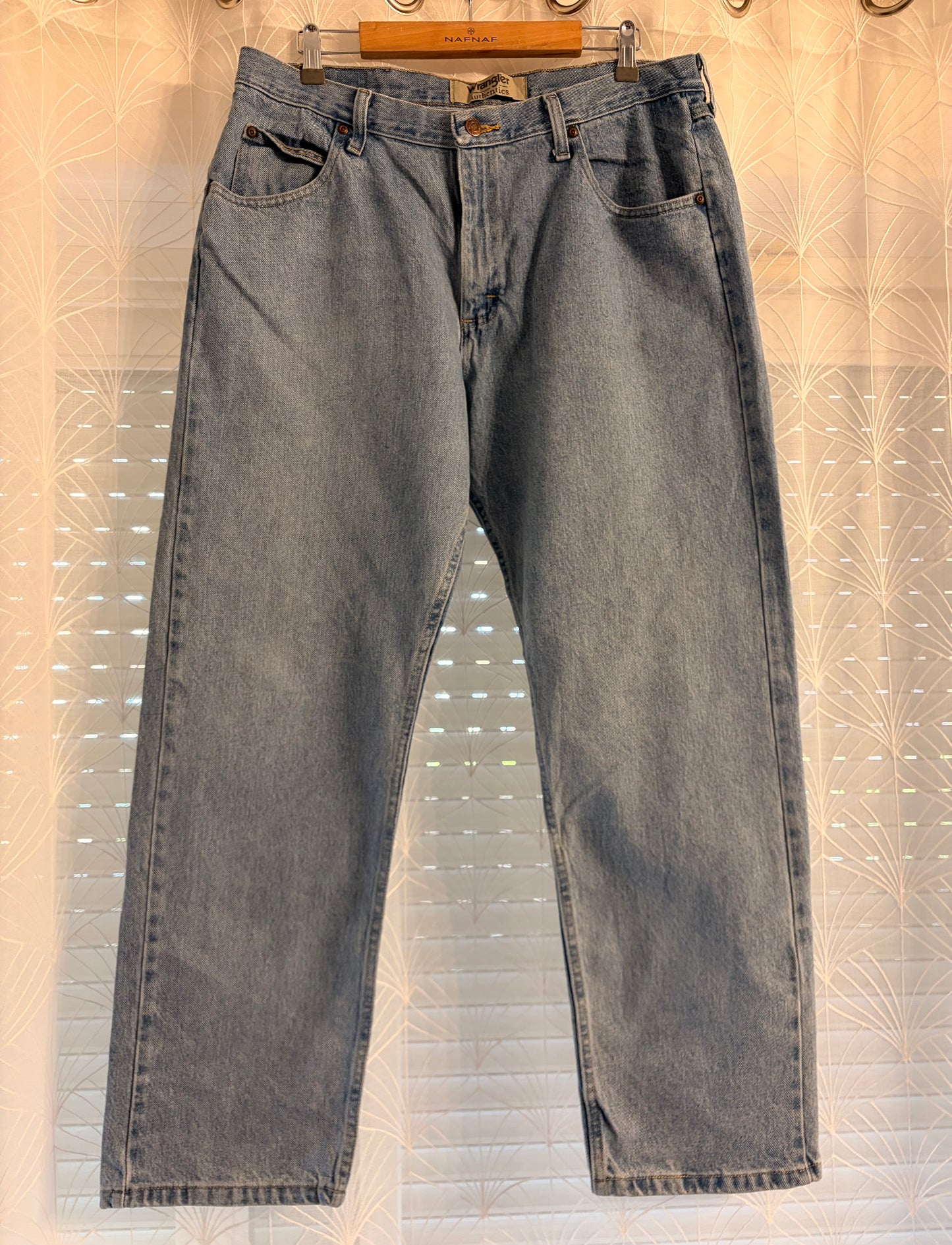 Jean Wrangler Authentics Droit Bleu Clair Délavé Vintage 100% Coton – Homme – Taille W36/L30