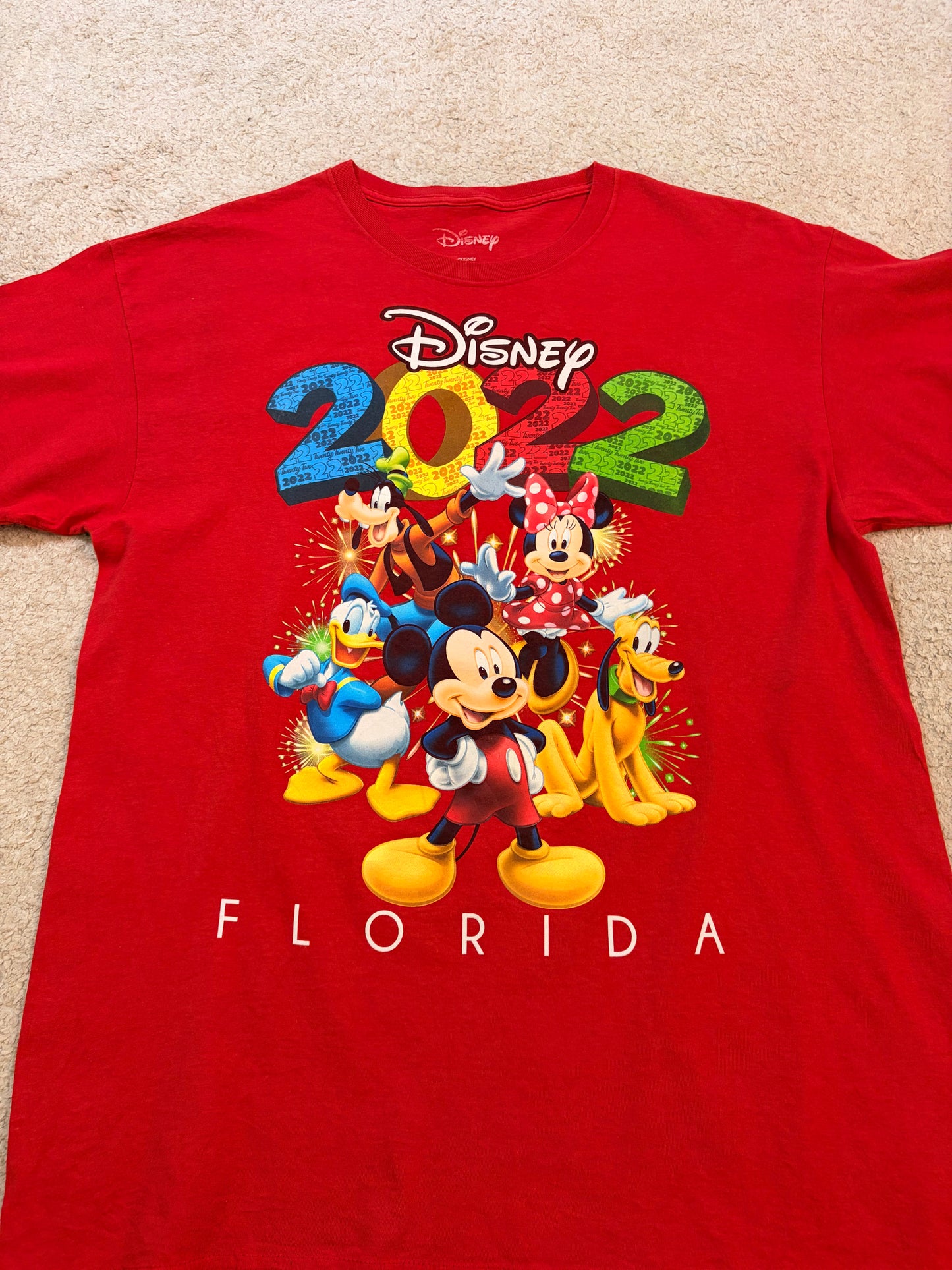 T-shirt Disney Florida 2022 Mickey & ses Amis Rouge – Taille L