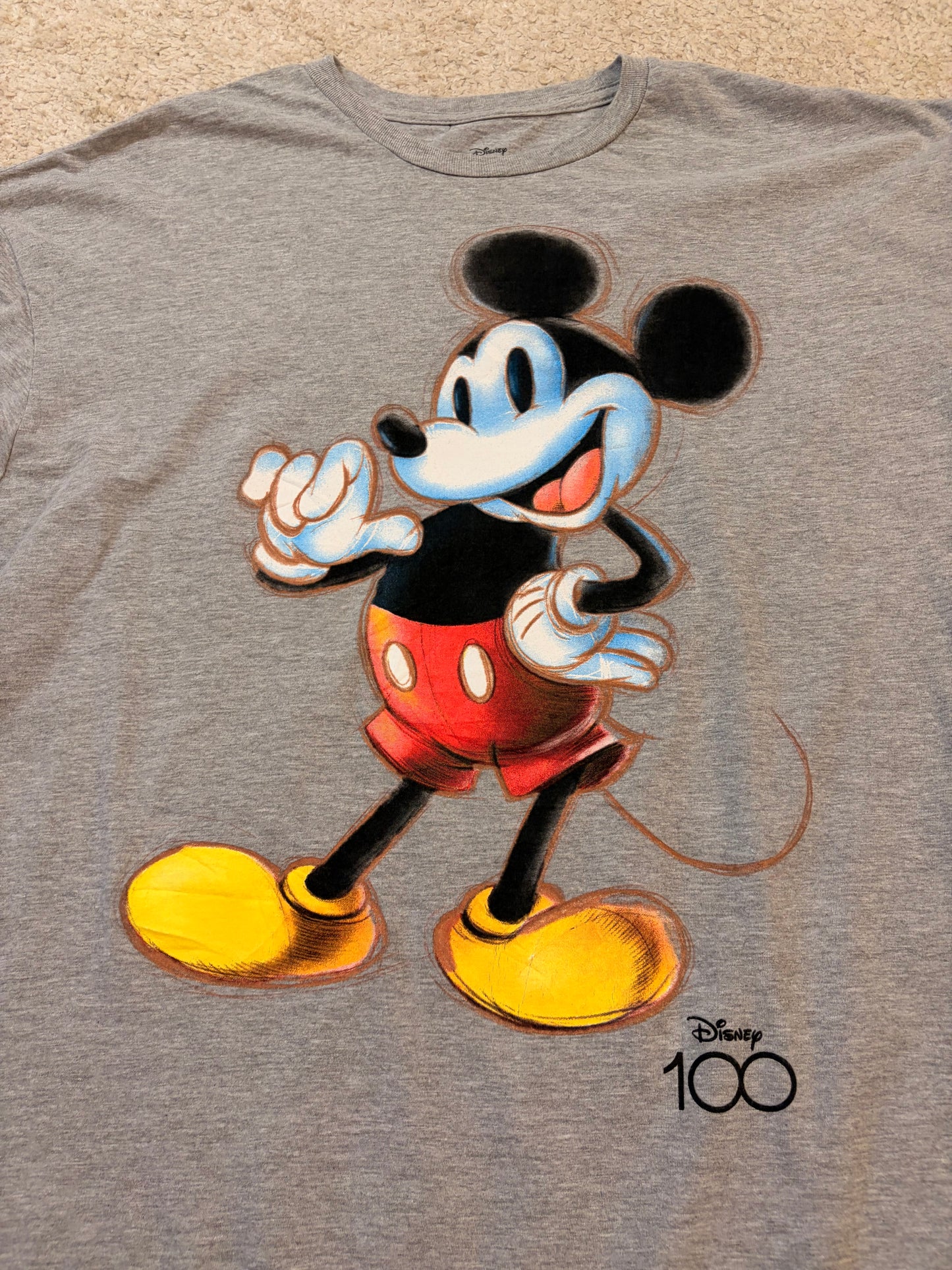 T-shirt Disney 100 Ans Collector Mickey Mouse Sketch Gris Chiné – Mixte – Taille 2XL