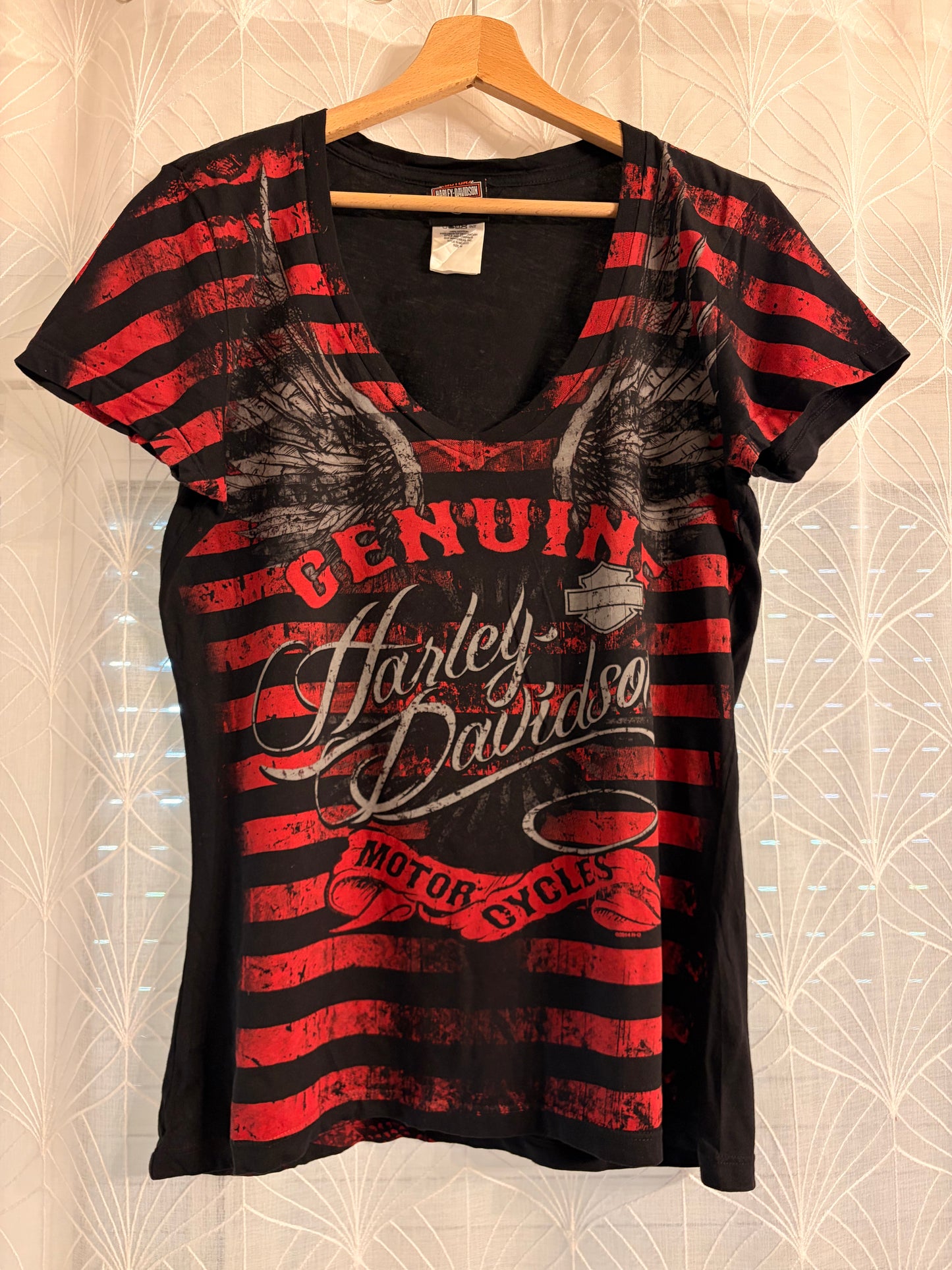 T-shirt Harley-Davidson Rimouski Québec Grunge Corset Col V 100% Coton – Femme – Taille M