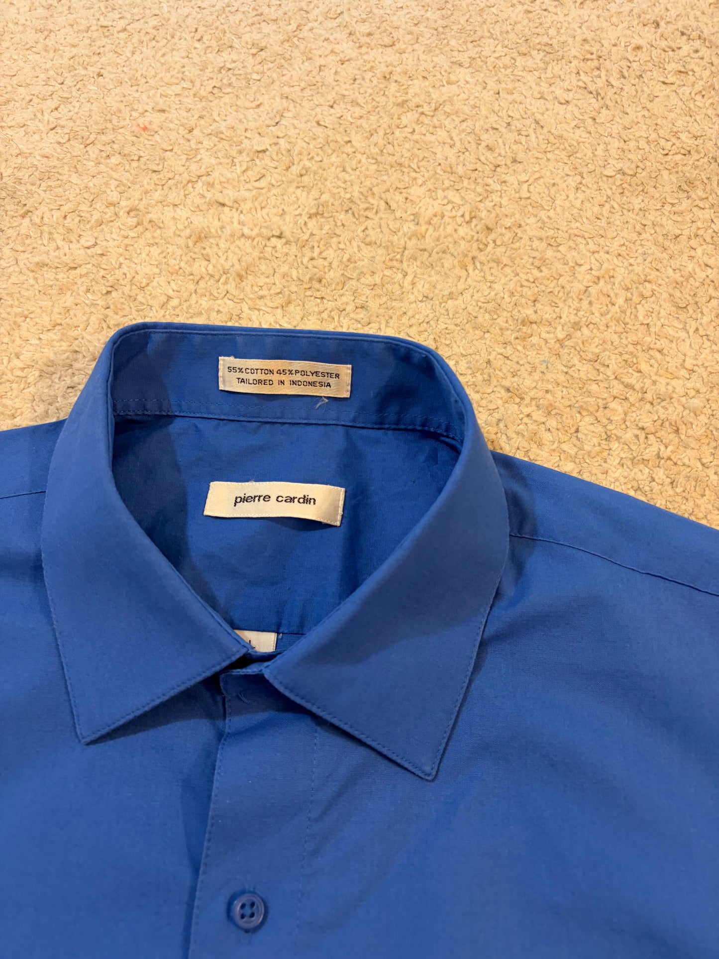 Chemise Pierre Cardin Bleu Roi Manches Longues Col Classique – Homme – Taille L