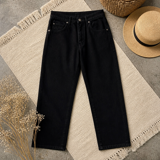 Jean Wrangler Regular Straight noir uni 100% coton Made in Mexico surpiqûres W W35/L32 – Homme | Mode Seconde