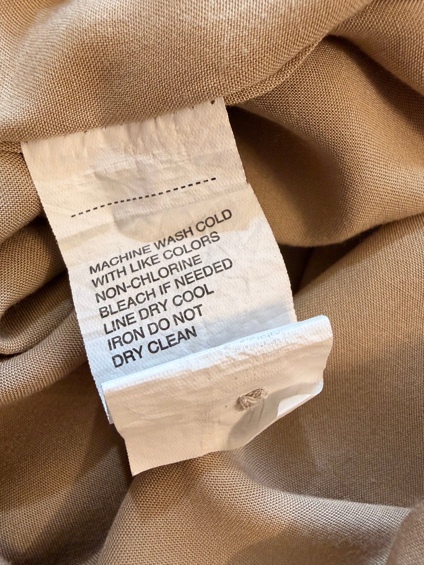 Chemise Perry Ellis Beige Sable 100% Viscose Manches Courtes Fluide Soyeuse – Homme – Taille L