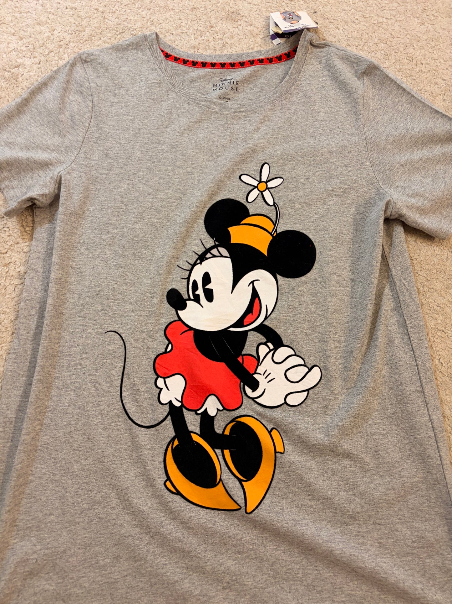 T-shirt Disney Minnie Mouse Gris Chiné Femme – Taille XXL | Neuf avec étiquette