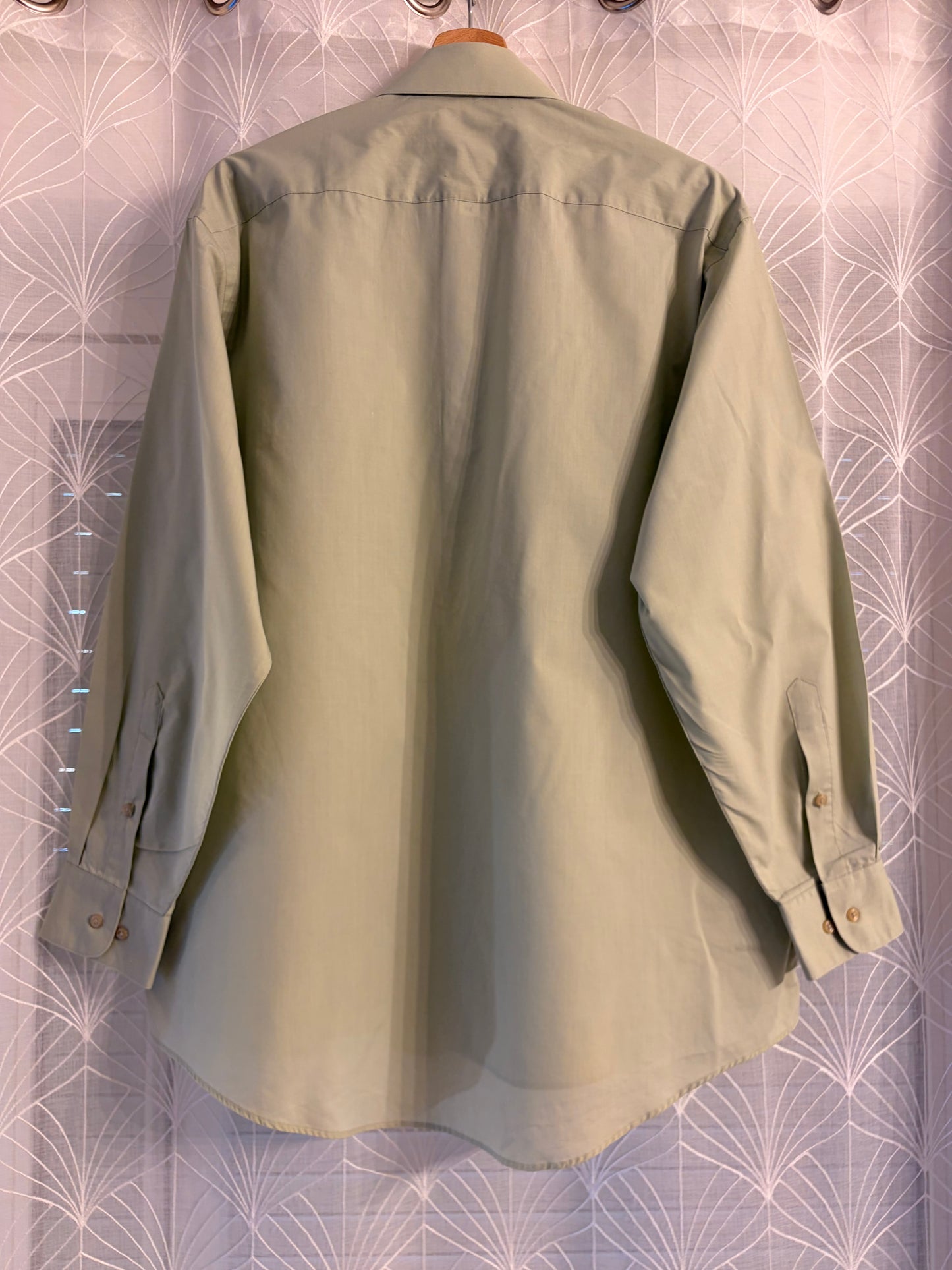 Chemise Pierre Cardin Vert Amande/Eau Pastel Manches Longues – Homme – Taille 16/16½ (XL)