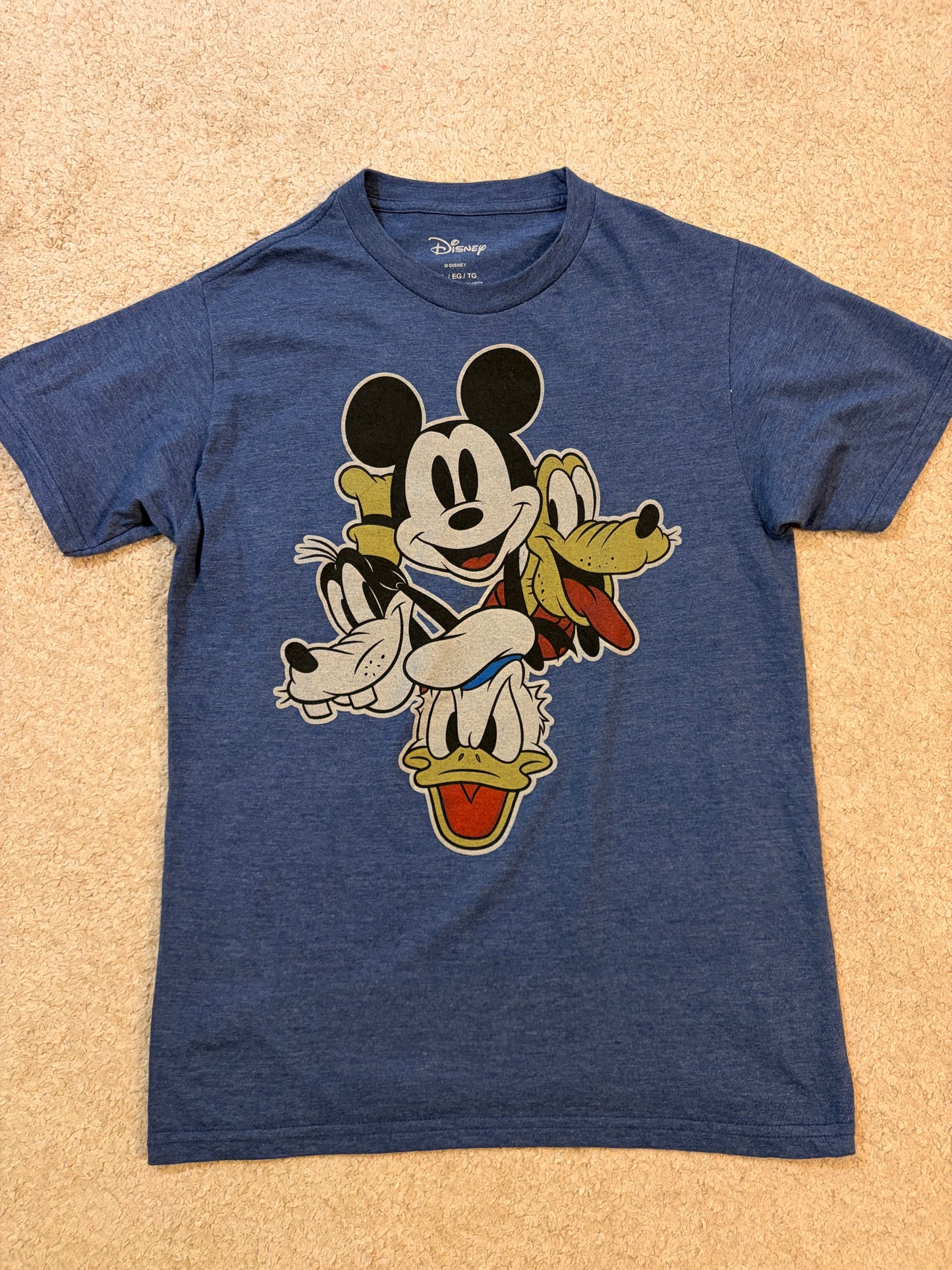 T-shirt Disney Mickey Donald Dingo Pluto Bleu Chiné – Taille S Femme